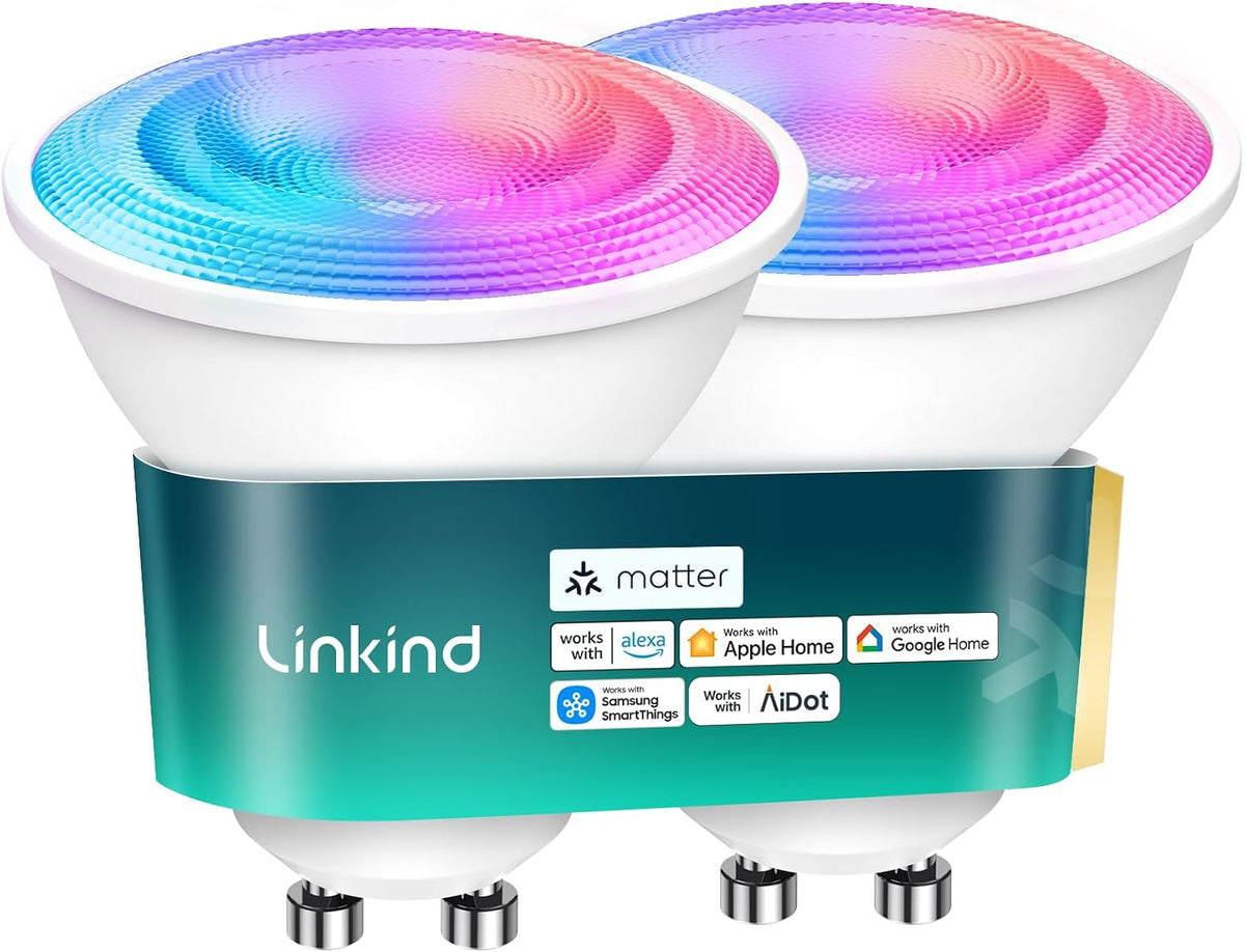Linkind Matter GU10 Smart Light Bulbs, MR16 GU10 LED Bulbs, 2Pack