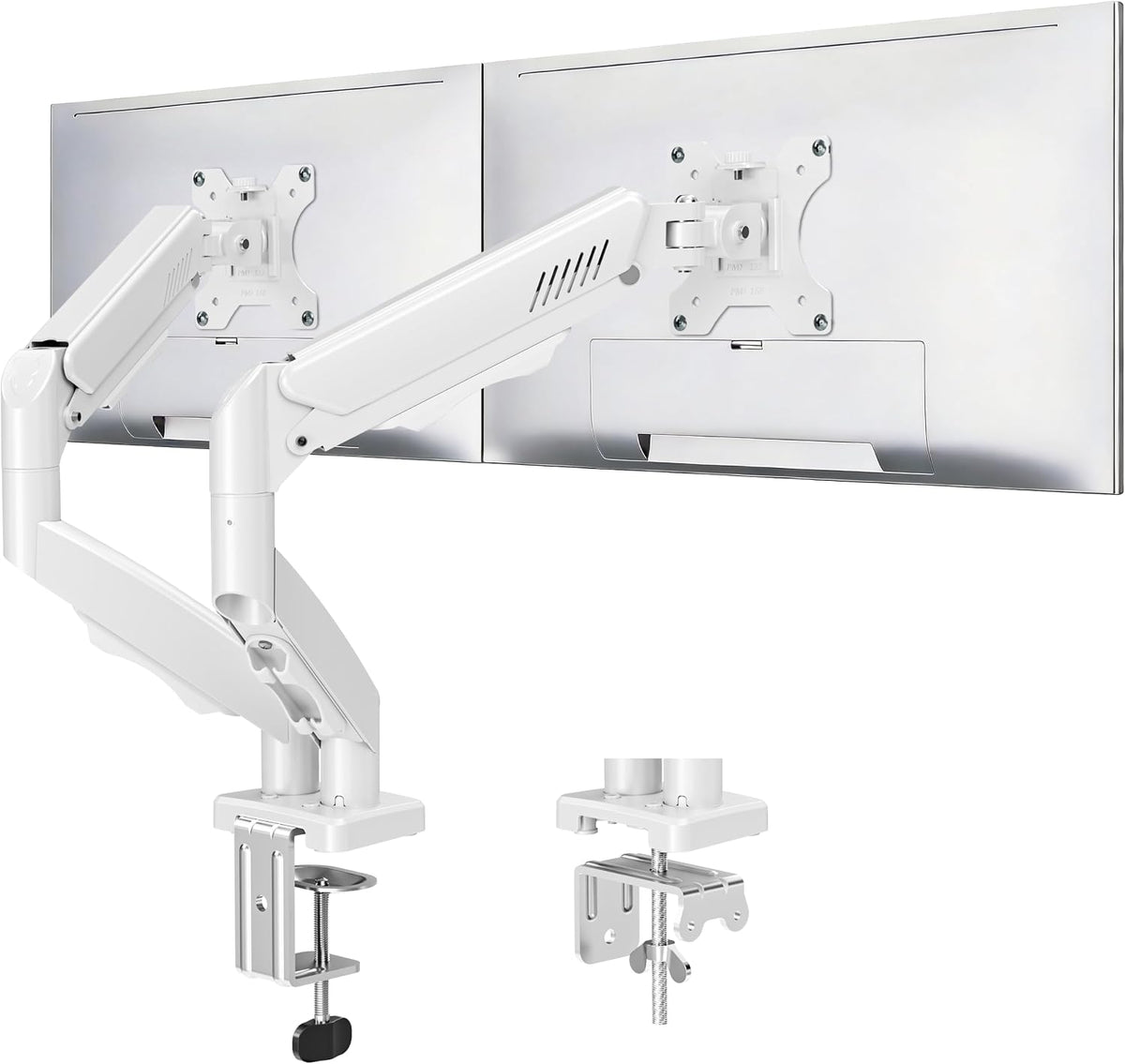 Dual Monitor Stand fits up to 32 inch, 4.4-19.8 lbs Computer Screens, Dual Monitor Desk Mount Height Adjustable, Monitor Arms for 2 Monitors, Home Office VESA Mounts, Freelift White