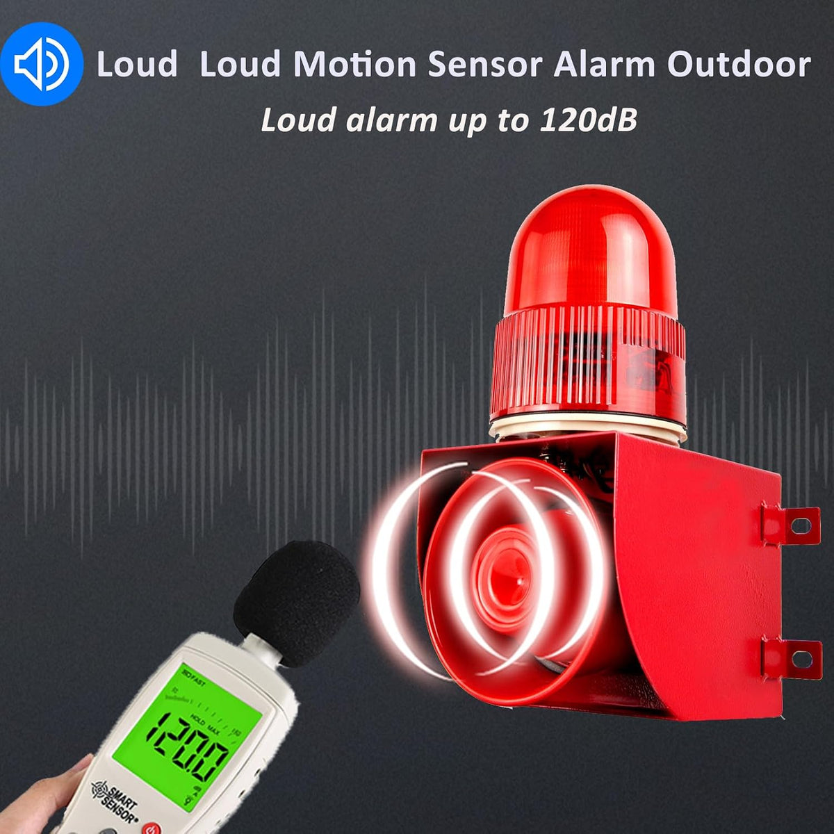 YASONG SLA-01W Motion Detection Flash Light Siren, LED Strobe Light 120 dB Alarm Sounder, Wall Mounted, Motion Detector/Sensor Alarm for Warhouse & Loss Prevention, 25 Watts IP65 AC220 V