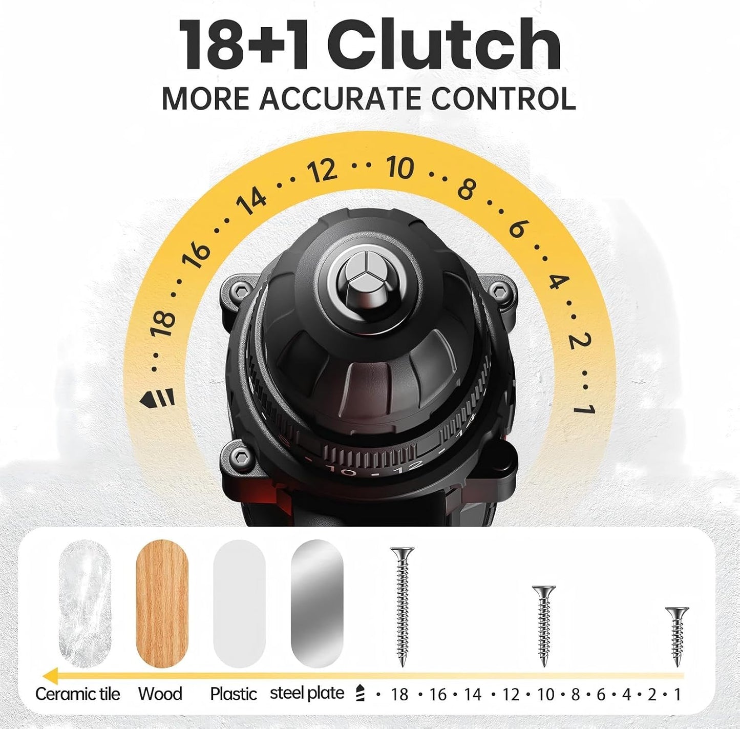 20V Cordless Drill Driver Set, Electric Power Screwdriver Drill with 2.0Ah Battery, 3/8" Keyless Chuck, 18+1 Torque Settings, 2 Speed, LED Light, 42PCS Accessory Kit
