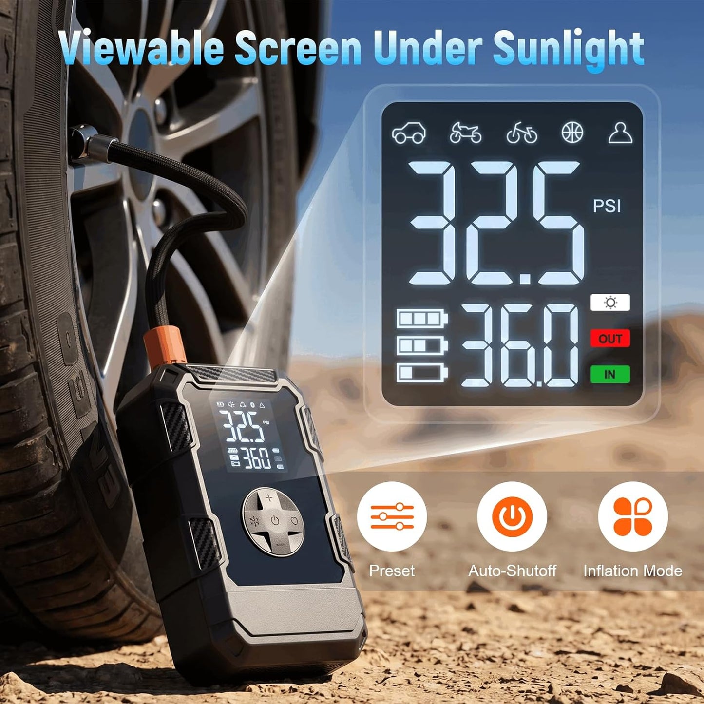 4000A Car Jumper Starter Portable with Air Compressor, 12V Battery Jump Starter with Tire Pump 150PSI for 10L Gas Diesel Engines, Battery Jumper Box Pack Combo with LED Light, Car Accessories Gift