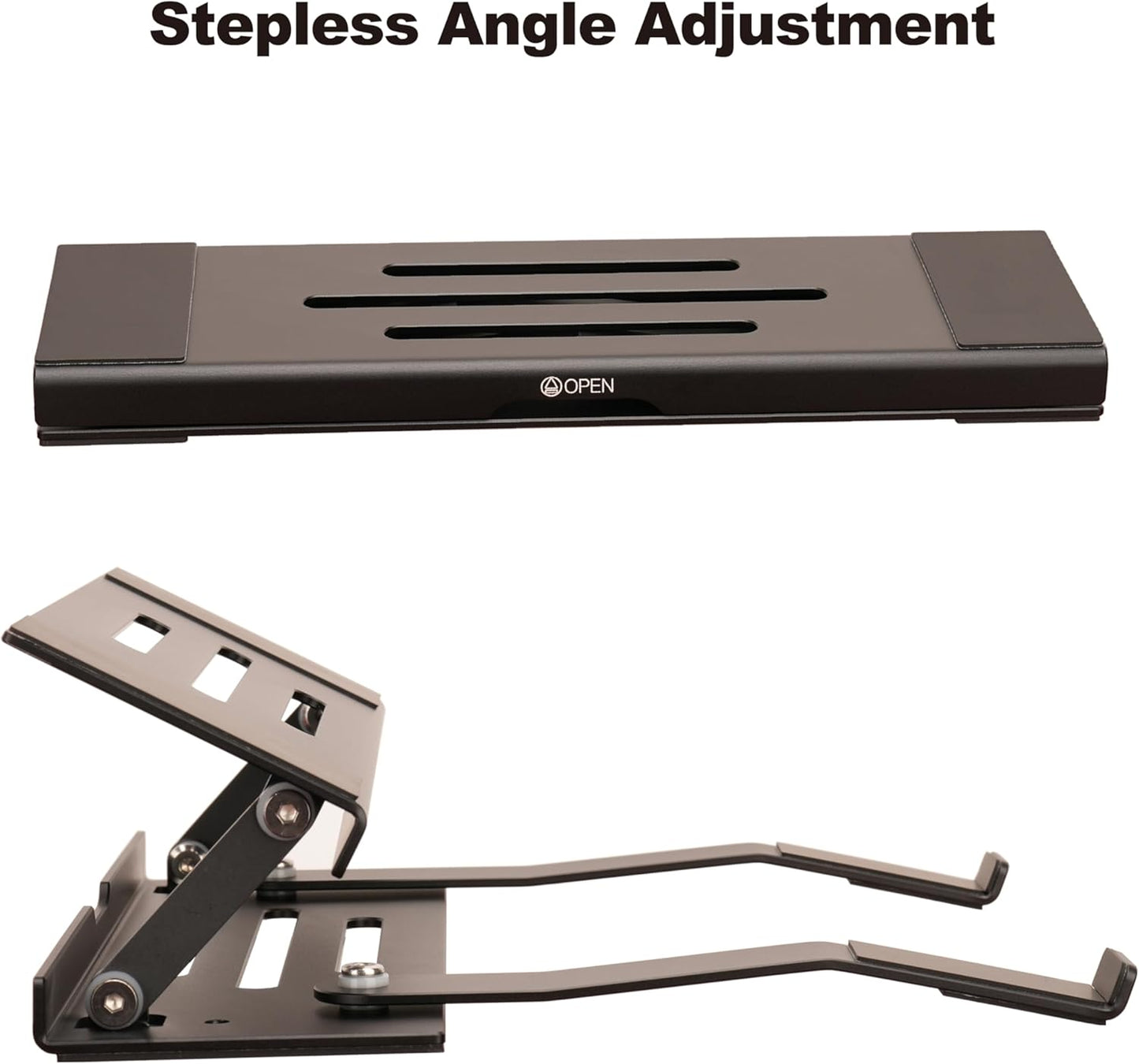 Aluminum Fold & Laptop Riser Stand 3-in-1 Adjustable, Foldable Cooling Stand with Integrated Storage Box, Ruler and Ultra-Slim Portable Design for MacBook, Tablet, Ipad, Keyboard and All Laptop