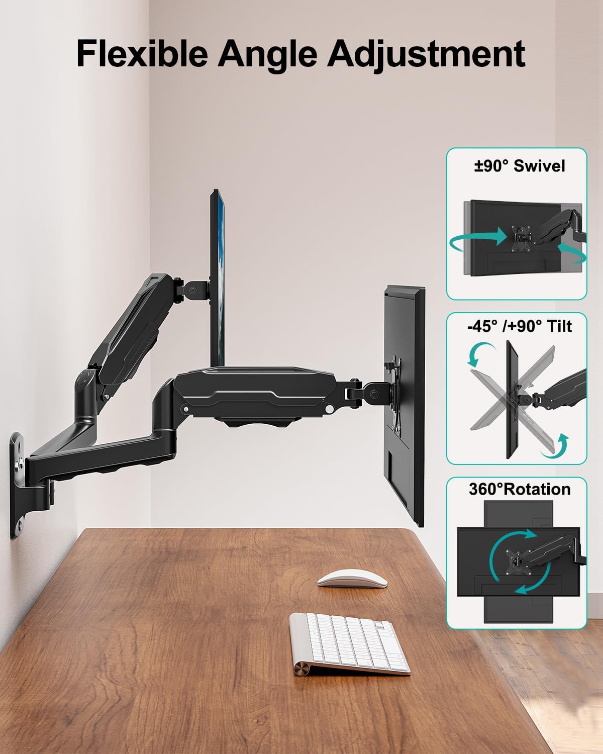 MOUNT PRO Dual Monitor Wall Mount for Max 32" Screens, Up to 19.8lbs Each
