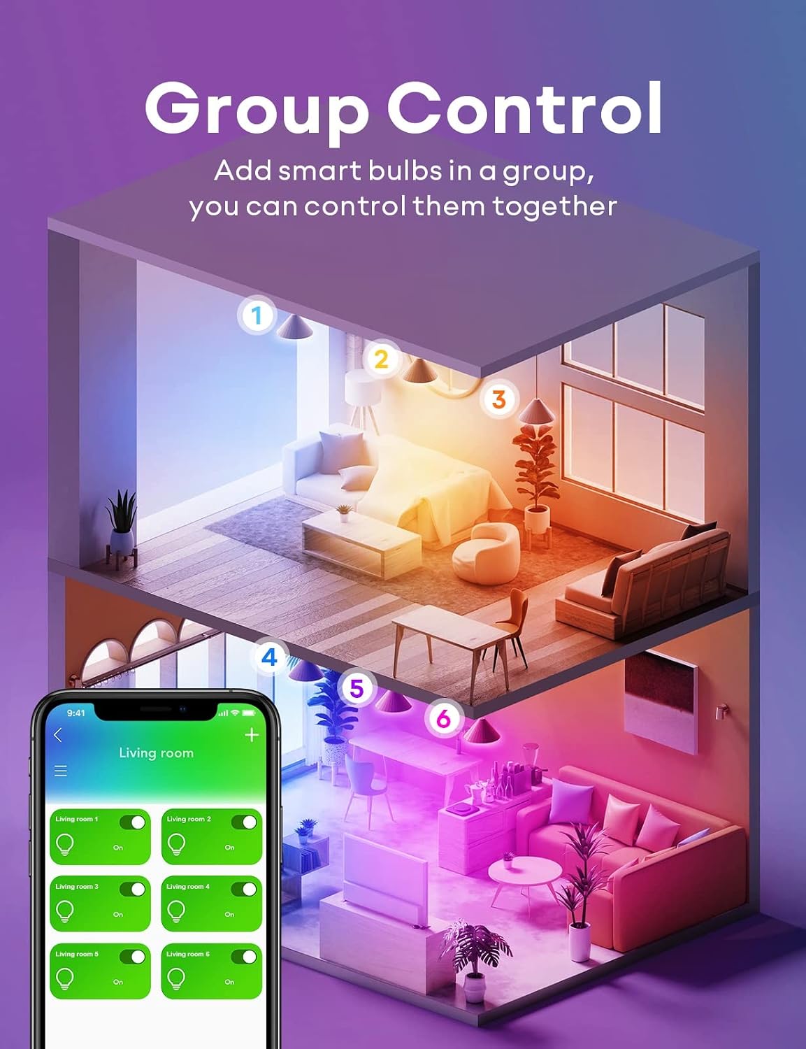 VOCOlinc Smart Light Bulbs, BR30 Flood WiFi LED Bulb, RGBW Color Changing Light Bulb Works with Alexa, Apple Homekit and Google Home, 2200K-7000K Dimmable, 800 Lumens 9.5W (60W Equivalent) E26, 2 Pack