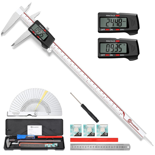 Housolution Digital Caliper 12 Inch, Caliper Measuring Tool with Large LCD Screen, Inch/MM, 4 Measuring Ways, Auto-Off LCD Stainless Steel Micrometer Vernier Caliper for Printing Jewelers Woodworkers