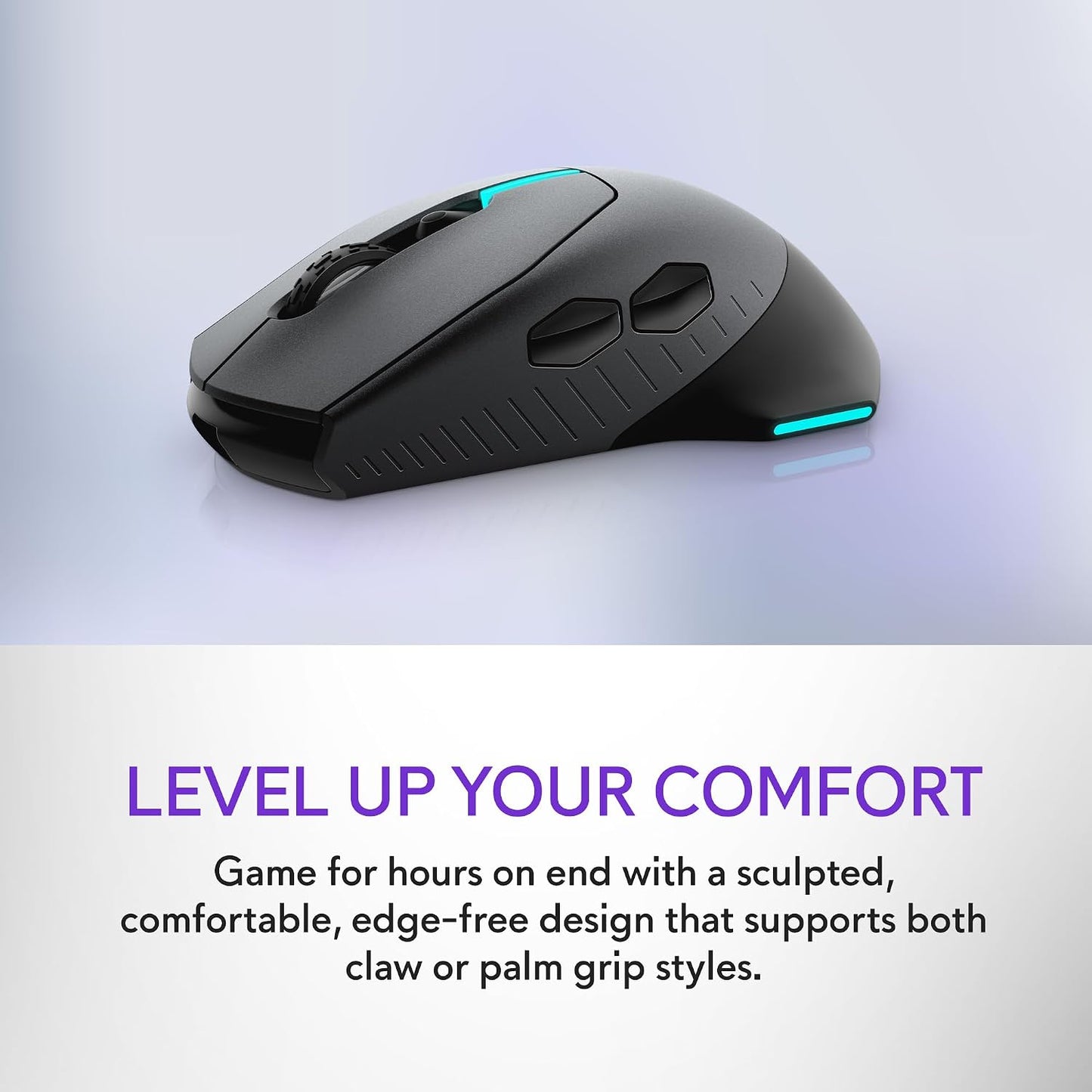 Alienware Wireless Gaming Mouse AW610M, 16000 DPI, 400 IPS, 7 Buttons | USB Wired, Optical Sensor, Programmable Controls, 1000Hz Polling, RGB Lighting, Dark Side of the Moon
