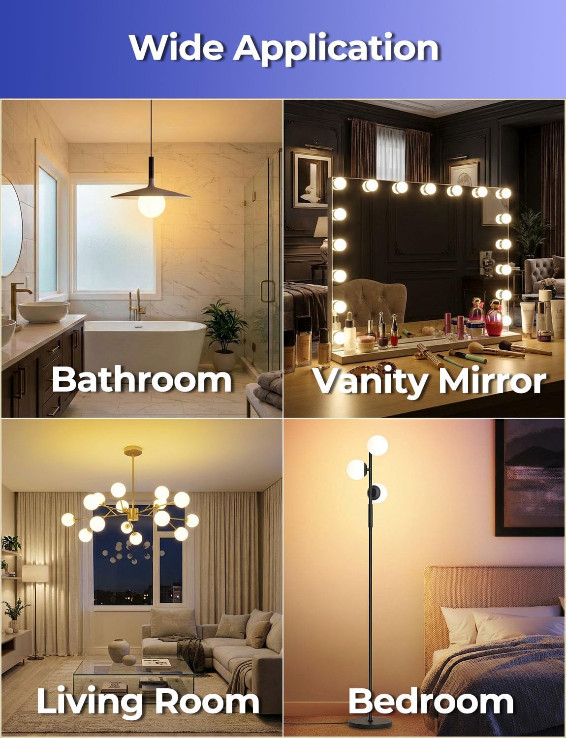 ILC G25 Globe Light Bulbs,BRMESH App-Controlled Bluetooth Mesh LED 6W Round Bulb, 60W Equivatlent, 600LM, CCT: 2700K-6000K, CRI>95+, E26 Base, 120V for Pendant fixtures, Vanity, Bathroom (6 Pack)