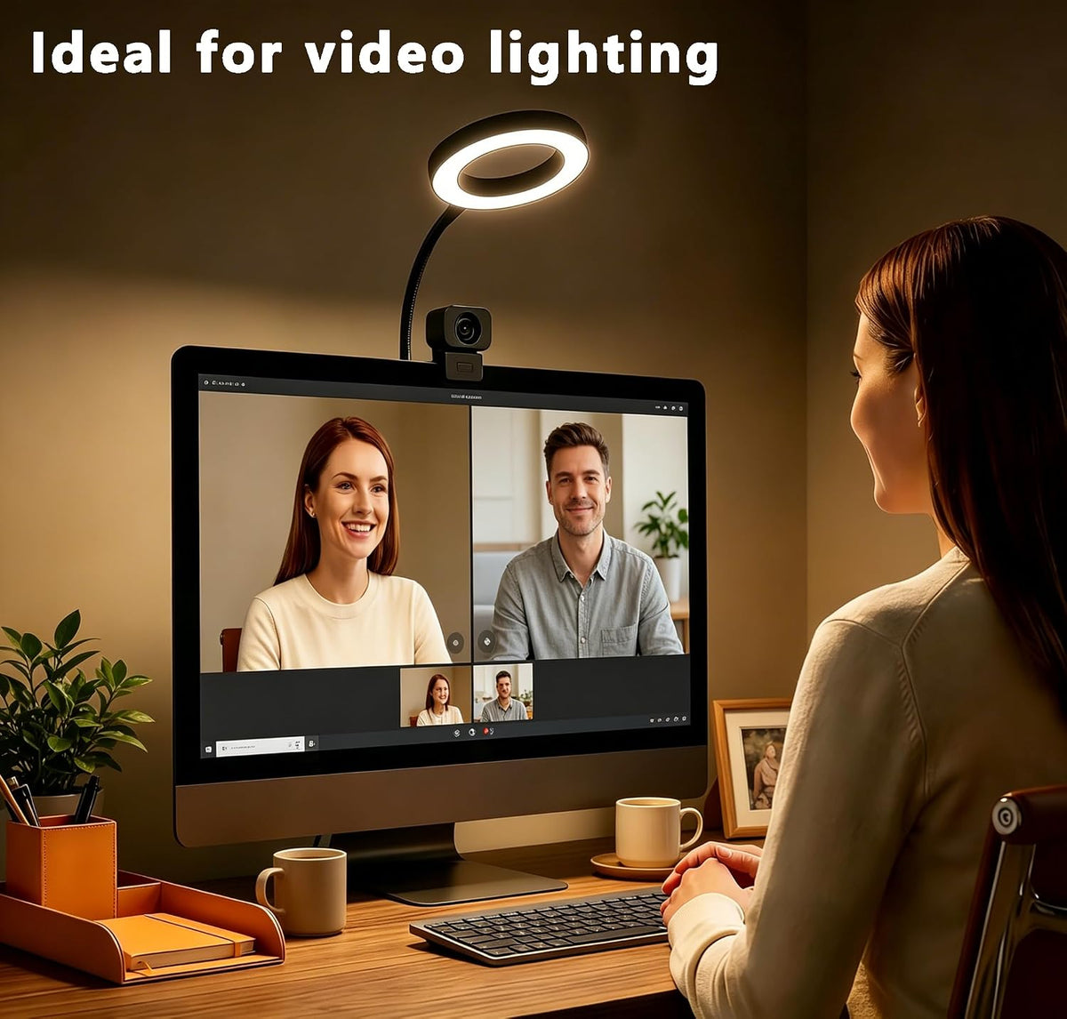 Ring Light for Computer Monitor,Suction Cup Small Desk Lamp for Office Home