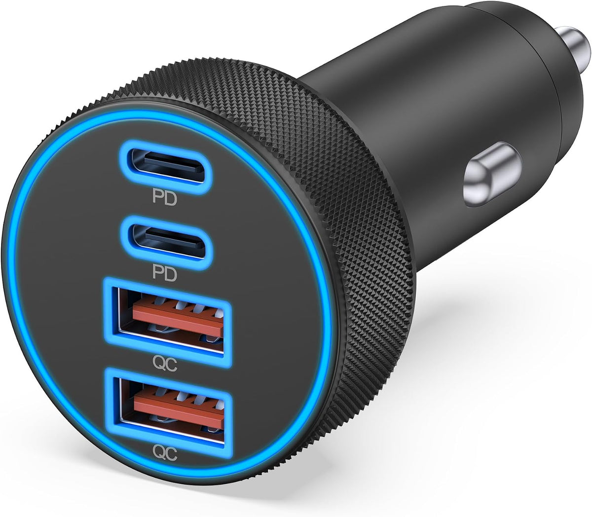 USB C Car Charger, 4-Port 90W Super Fast Charging Cigarette Lighter Adapter | [4 in 1] Dual 45W USBC & USB-A, Multiport Car Phone Charger Accessories, for iPhone 17 16 15 14 13 12, iPad, Galaxy, Tablet