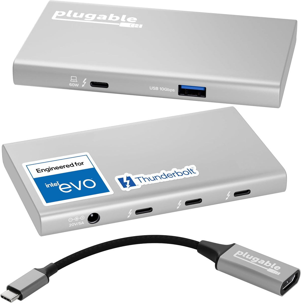 Plugable 5-in-1 Thunderbolt 4 Hub, 4K HDMI Adapter Included