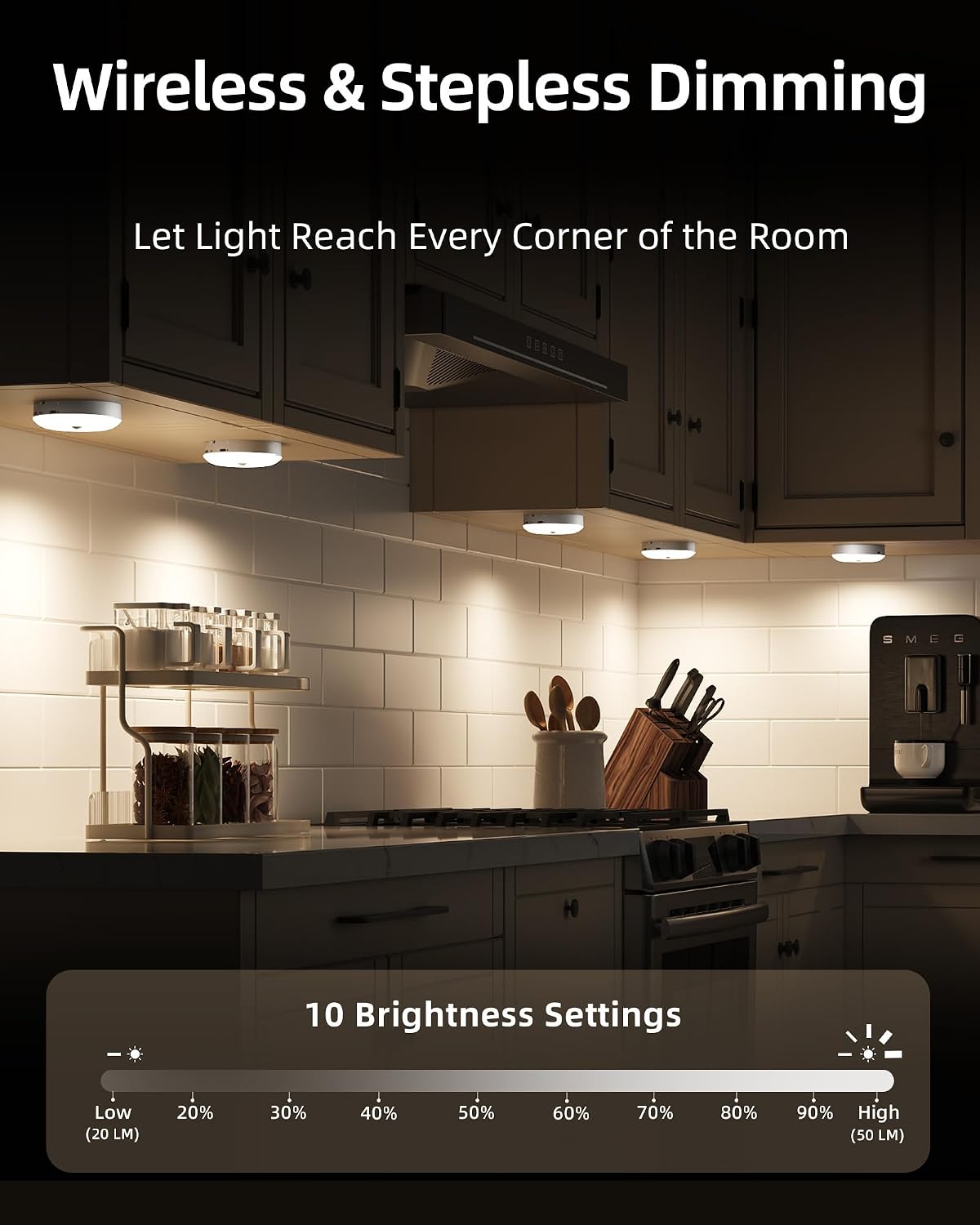 EZVALO Under Cabinet Lighting with Charging Station, 1000mAh Rechargeable Puck Lights with Remote, 3 Color Temps & 12 RGB Closet Lights, Dimmable Motion Sensor Lights for Shelf, Kitchen (6 Packs)