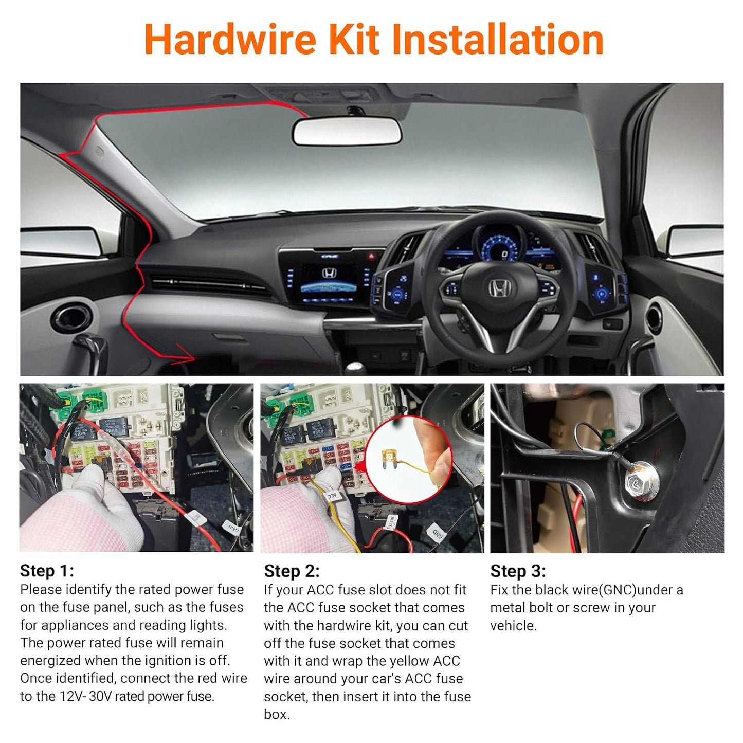 Vantrue 11.5ft USB-C Hardwire Kit, Compatible with All Vantrue Dashcams | 12V–24V to 5V, Hardwire Kit with Acc Functionality, Low Voltage Protection for Dash Cam, 24/7 Parking Mode for DashCam