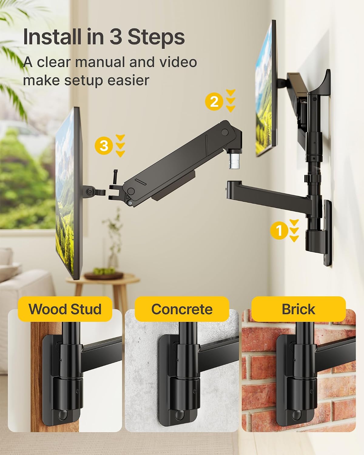 monTEK Vertical Dual Monitor Wall Mount for 17-35" Screens, 35.2 Lbs Each