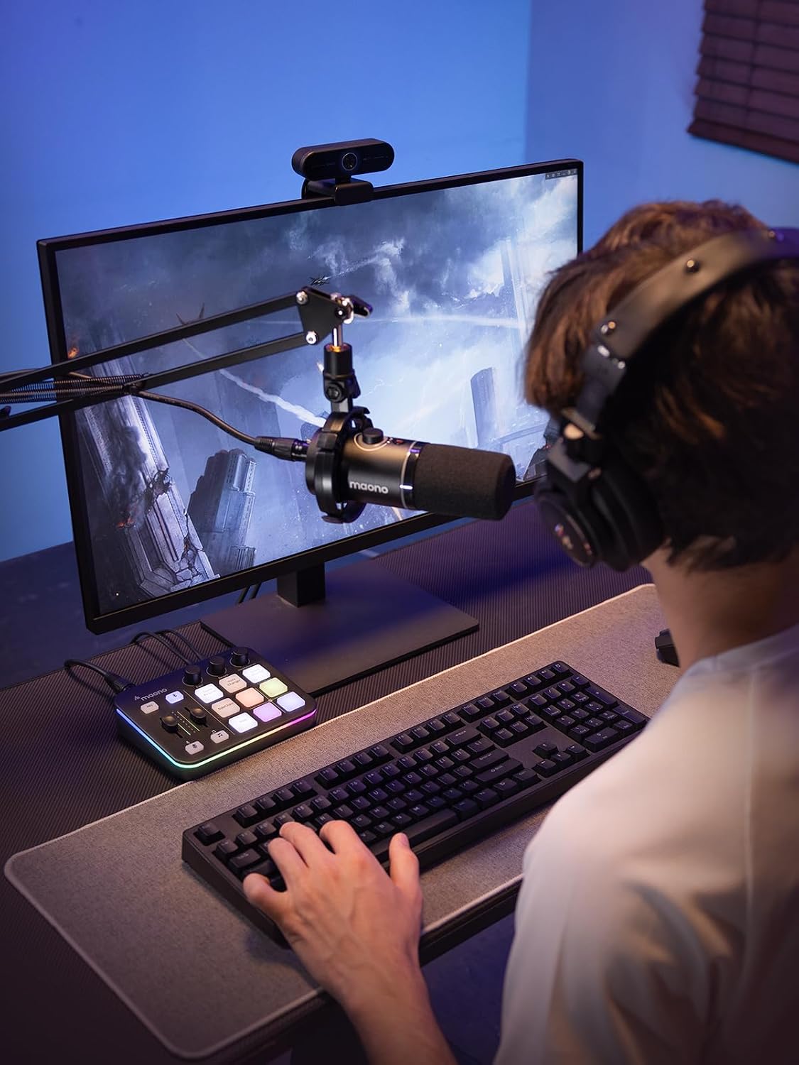 MAONO G1 NEO & PD200XS Gaming Bundle: Audio Mixer and XLR Dynamic Mic | noise reduction, live podcast sessions, recording, creator desk setup, fun controls, complete starter streaming workflow
