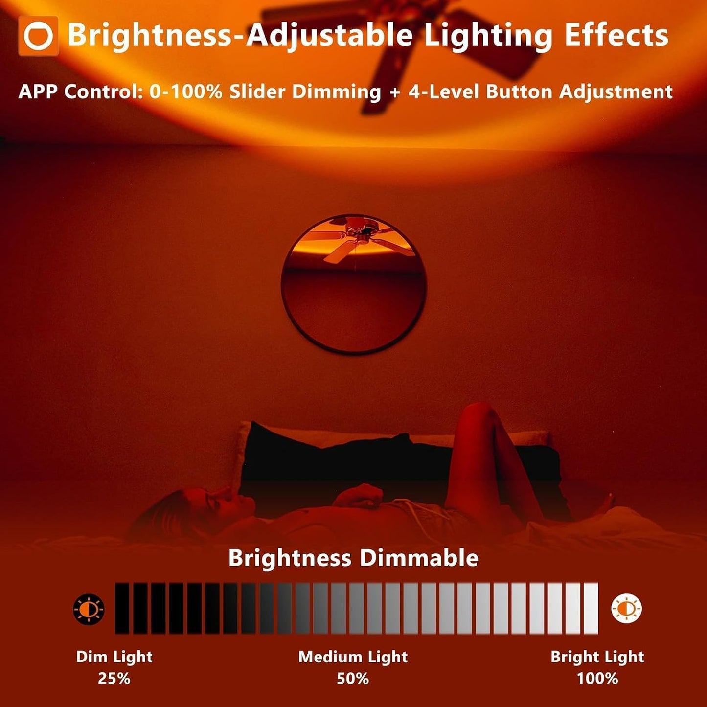 Sunset Lamp with App Control – 360° Rotatable Multicolor Sunset Projector, 16M Colors, Perfect for Bedroom Decor, Photography, TikTok Live, Parties & Gifts