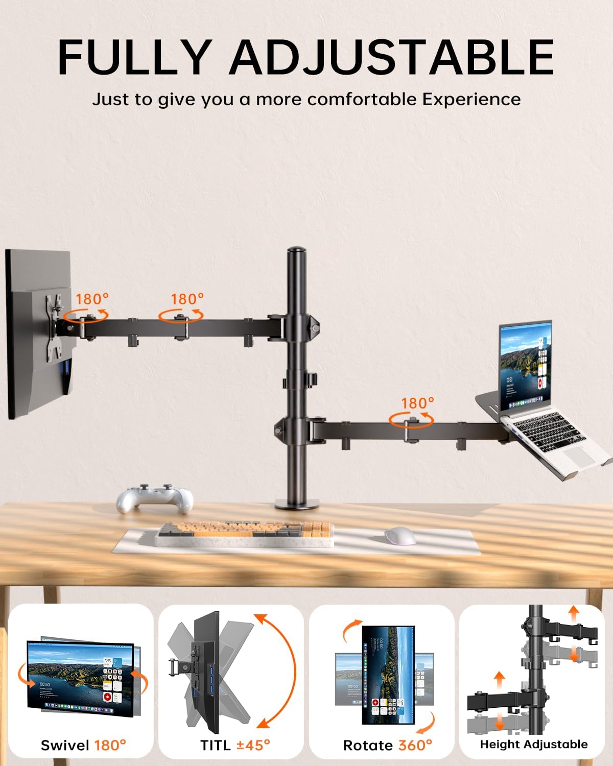 Afaloona Dual Monitor and Laptop Stand for 13-32" Monitor & 11-17" Laptop