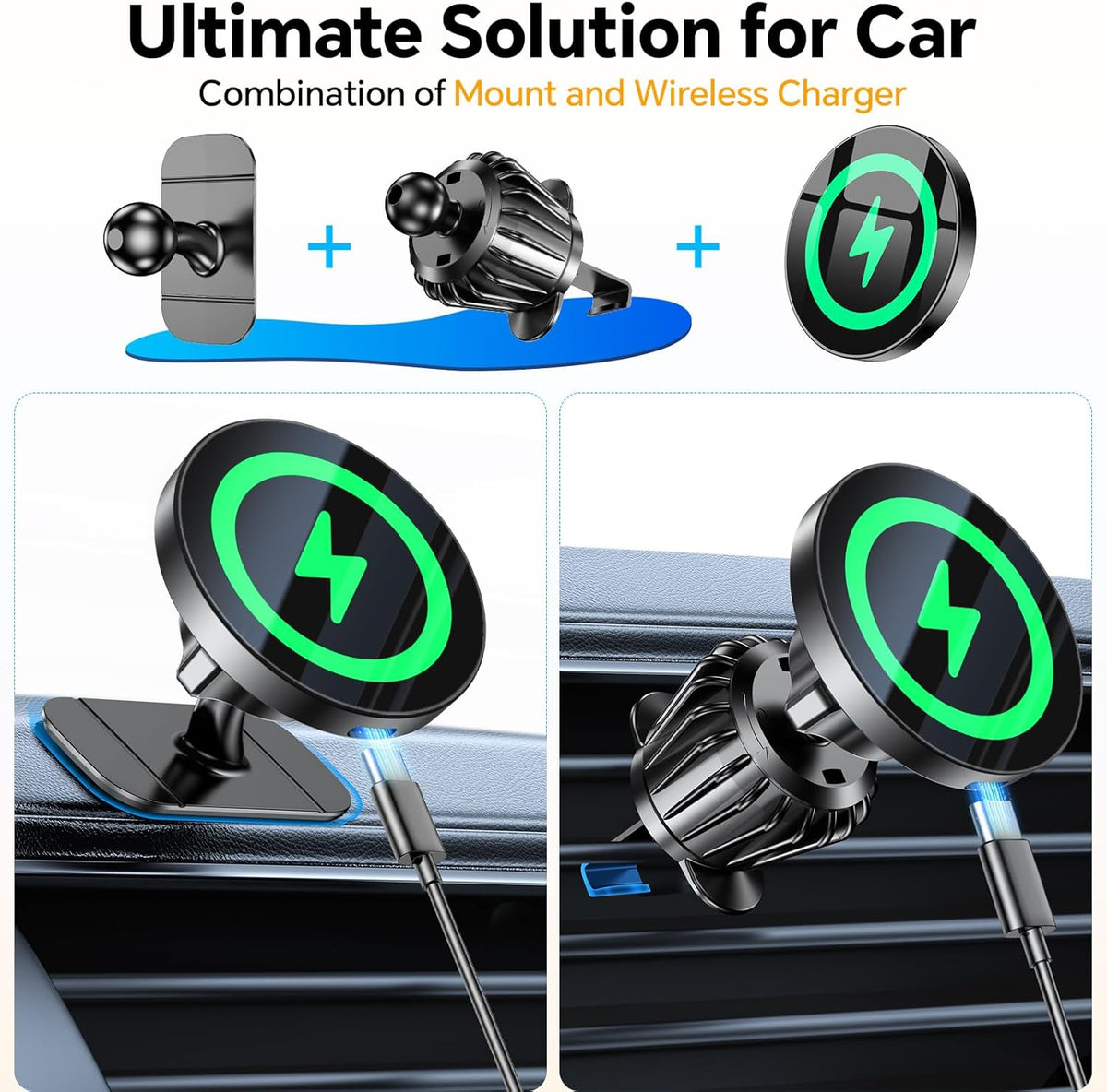 for 15W Magsafe Car Mount Charger Magnetic Wireless Car Charger for iPhone | Magsafe Car Charger Magnetic Phone Holders for Your Car Accessories Car Phone Holder Mount for iPhone 17 16 15 (Black)