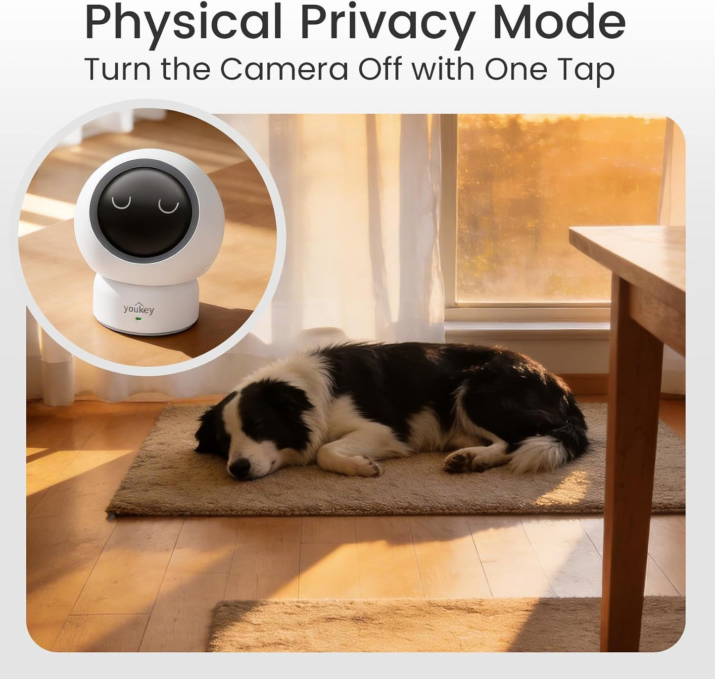 youkey 2.5K Indoor Pet Security Camera, Two-Way Audio Chat to Your Pets, AI Pet/Human Detection, 360° AI Human Tracking, Privacy Mode, No Monthly Fees, Night Vision, WiFi 6（2.4GHz & 5GHz）