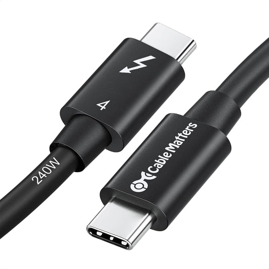Cable Matters [Intel Certified] 40Gbps Thunderbolt 4 Cable, 3.3ft / 1m | Black, [8K@60Hz / 4K@240Hz, 240W Charging, 40Gbps Data Transfer], Compatible with Thunderbolt 3, USB4, USB-C