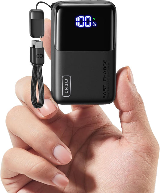 INIU Portable Charger, Ultra Mini 10000mAh 45W Fast Charging Power Bank | Flight-Safe, USB-C Cable, Travel Essential, 45W Battery Phone Pack for iPhone 17 16 Samsung S26 Google iPad etc