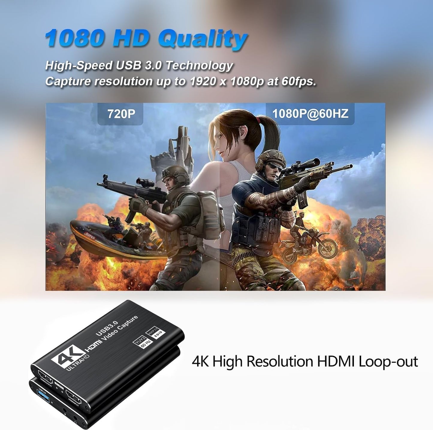 Video Capture Card Nintendo Switch, 4K HDMI Video Capture Card, 1080P 60FPS, HDMI to USB 3.0 Capture Card for Streaming Work with Camera/Xbox/PS4/PS5/PC/OBS
