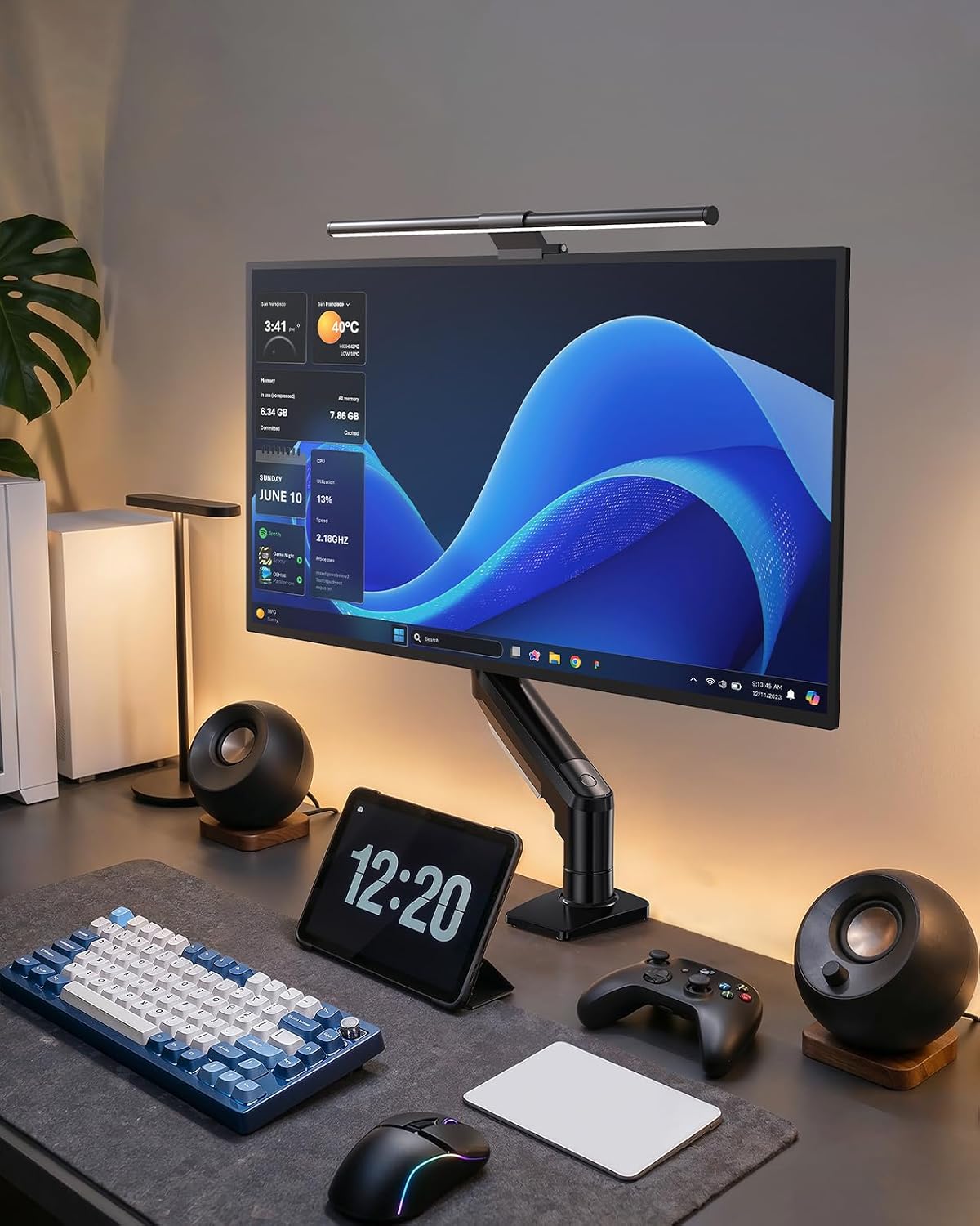 HUANUO FlowLift™ Single Monitor Mount, 13 to 32 Inch Monitor Arm, Adjustable Monitor Stand, Vesa Mount with Clamp and Grommet Base - Fits 4.4 to 19.8lbs LCD Computer Monitors