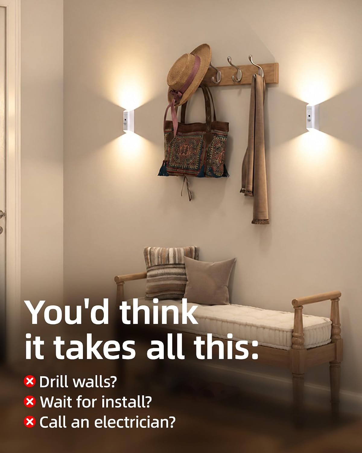 EZVALO Motion Sensor Wall Light with Remote Control, Wireless Wall Lamp, 3 Color Temps, Dimmable, Magnetic, LED Indoor Rechargeable Wall Sconce, 4000mAh, for Hallway, Stair, Bedroom, Renters