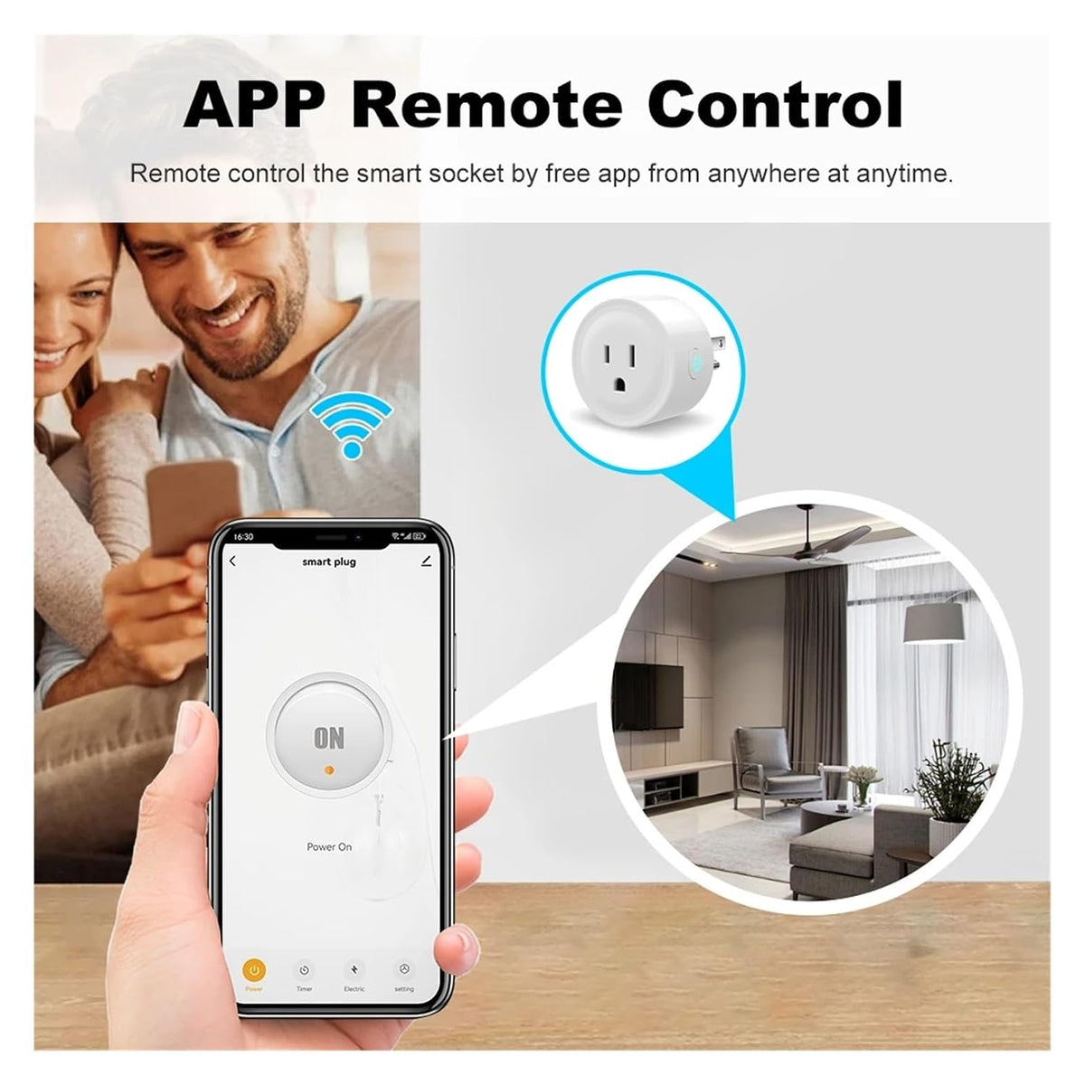 Tuya Smart Plug WiFi Socket 20A with Power Monitoring US Canada Mexico Peru Japan Timing Voice Control Support(100-240V_WiFi 1PCS)