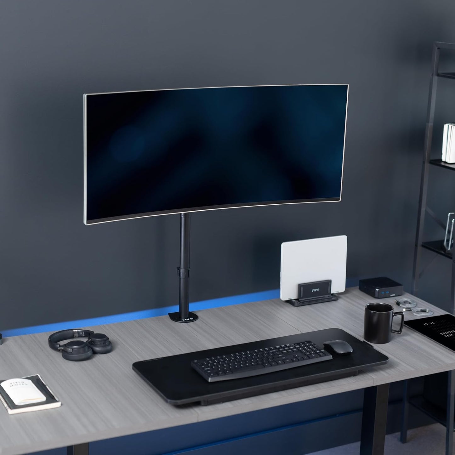 VIVO Single Monitor Desk Mount, Extra Tall Fully Adjustable Stand for 1 LCD Screen up to 32 inches, Ultra Wide Screens up to 38 inches, 22 lbs Capacity, STAND-V001T
