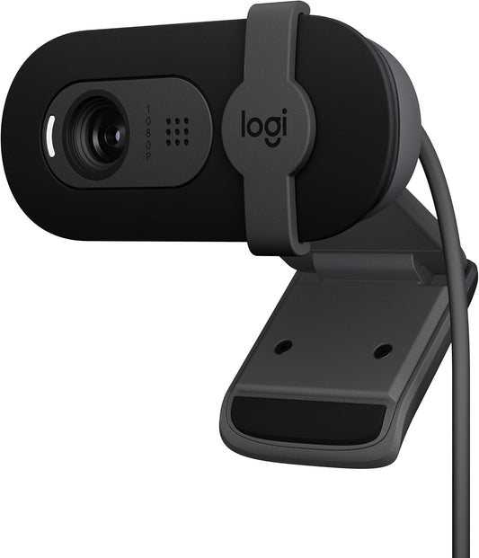 Logitech Brio 101 Full HD 1080p Webcam for Streaming and Meetings - Black | 1080p with auto-light correction, built-in mic, privacy shutter, USB-A, compatible with Teams, Google Meet, Zoom and more