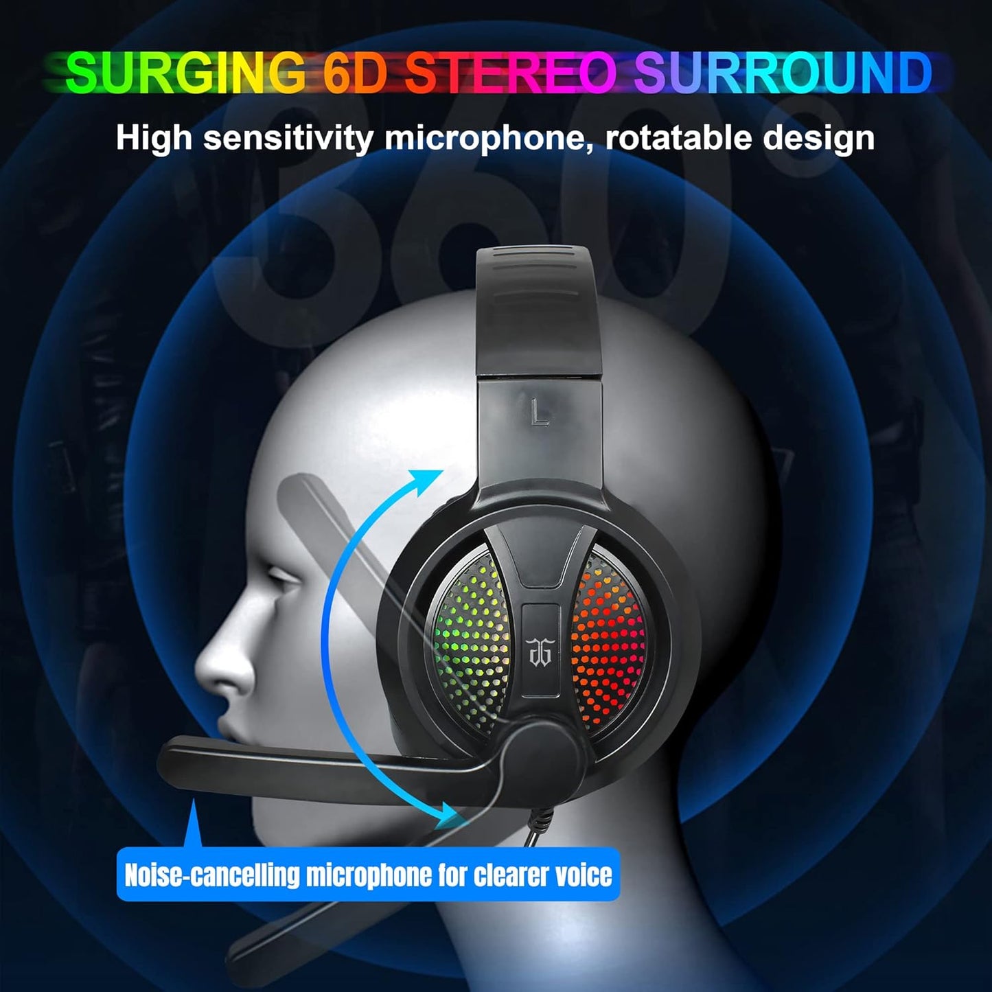 DGG Gaming Keyboard and Mouse, Headphones, Mouse pad Combo for PC Gamers | RGB Backlight Gaming Keyboard and Mouse Bundle with Headset, All in One for Xbox and PS4 Users