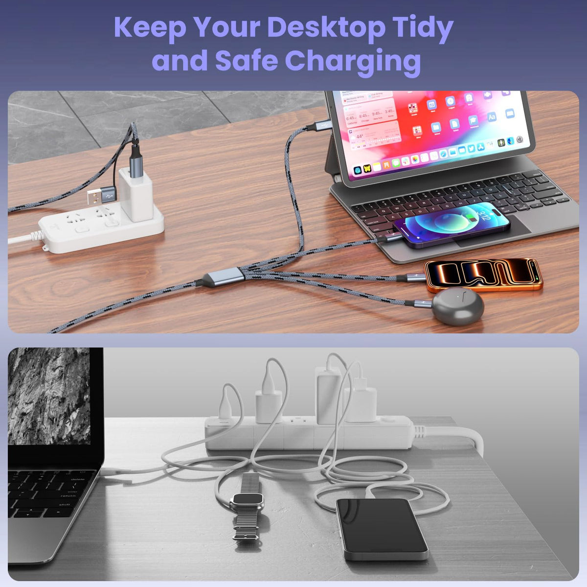 4 in 2 USB C Multi Charging Cable, 5FT Charging Cords with Micro USB Cable
