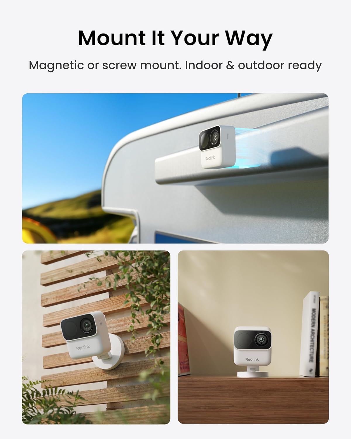 REOLINK Argus MagiCam Security Cameras Wireless Outdoor 1080p, 2 Pack | IR Night Vision, 2.4/5GHz WiFi, AI Detection, Magnetic Mount, No Subscription, IP67, 9-Month Battery Life, Indoor or Outdoor