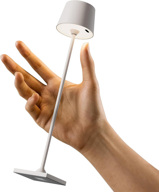 Timjorman Compact Cordless Table Lamp, Rechargeable LED Night Light, Dual Light Source (RGB Top & Warm Bottom), Touch Control & Timer, Metal Lamp for Bedroom & Kids Room (Greige 1PACK)