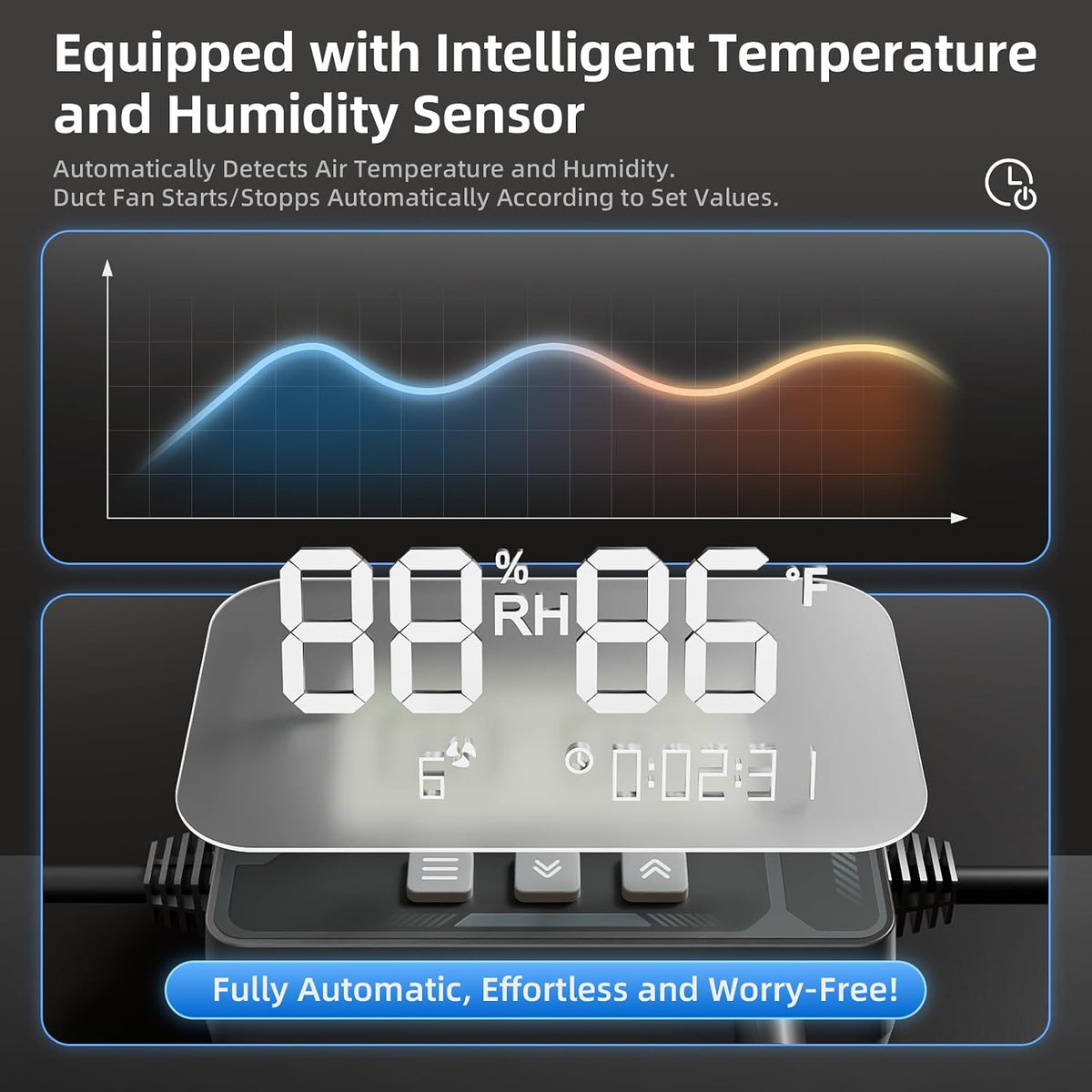 Inline Duct Fan Furnace&Parts Accessories HVAC Fans 6 Speeds Timer Sensor