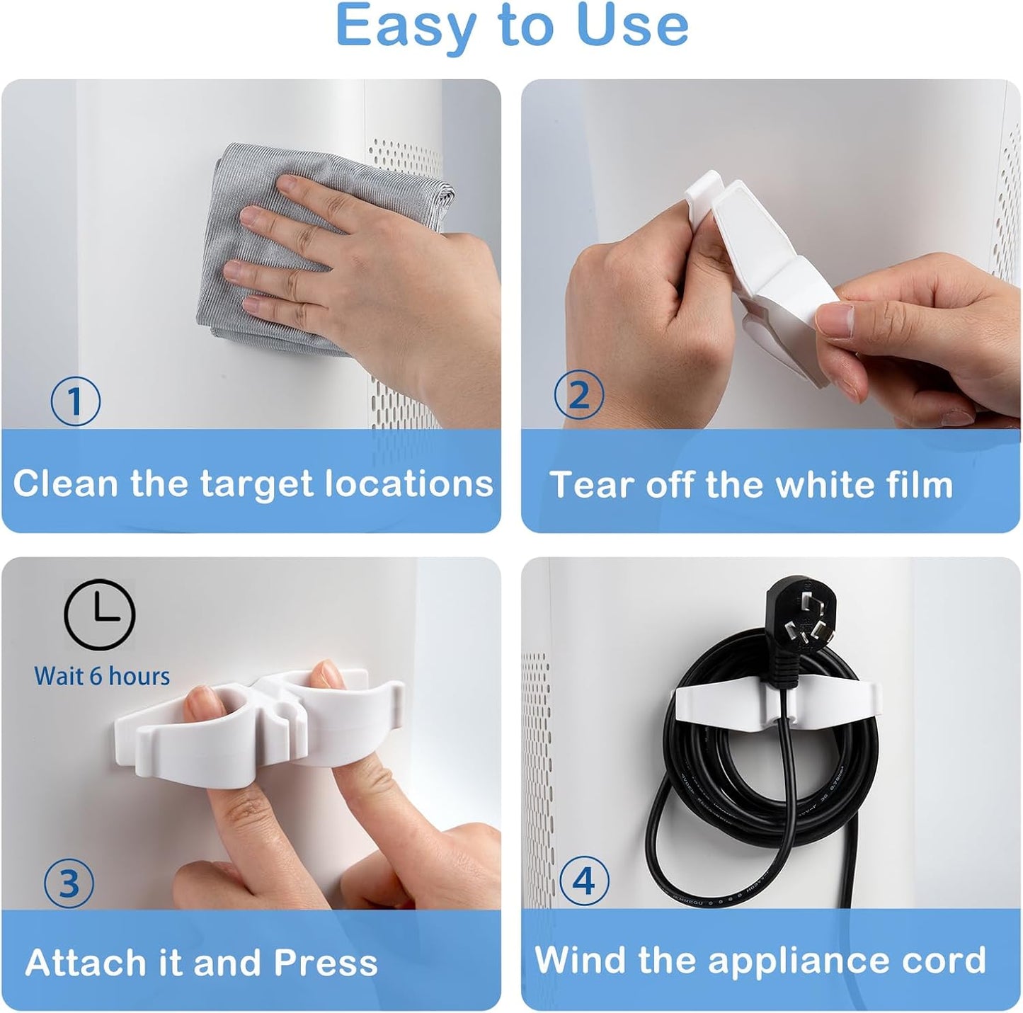 Lancord Cord Organizer for Appliances, 8 Pack Appliance Cord Organizer | Upgraded Kitchen Appliance Cord Organizer Stick On Cord Wrap Cord Holder for Appliances Mixer, Coffee Maker, Pressure Cooker