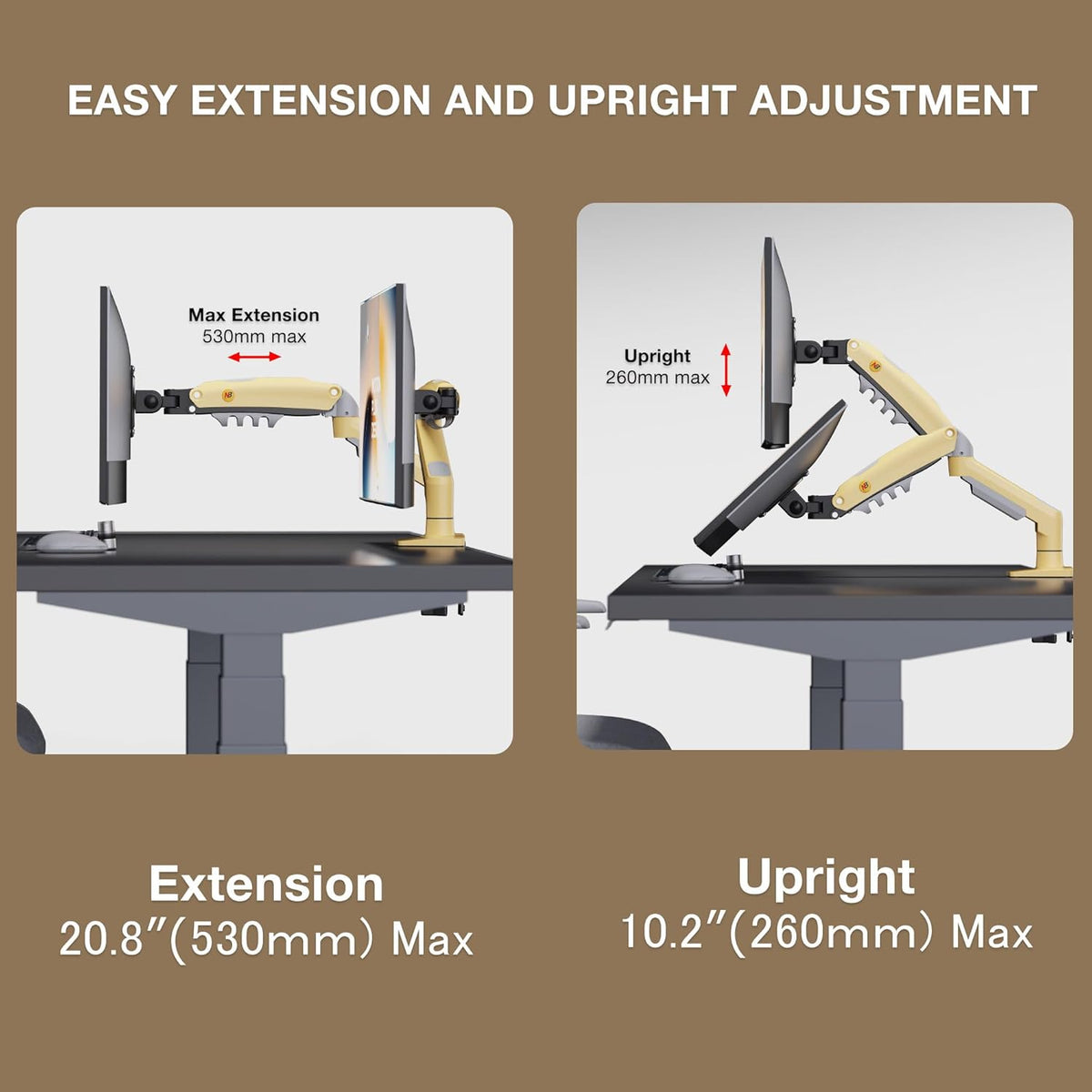 Monitor Mount,Fits 17-30" or Bigger Computer Monitors(Within 19.8lbs), Adjustable Stand with Tilt Rotation Swivel Function, Desk Mount F80 Series (Lava Yellow)