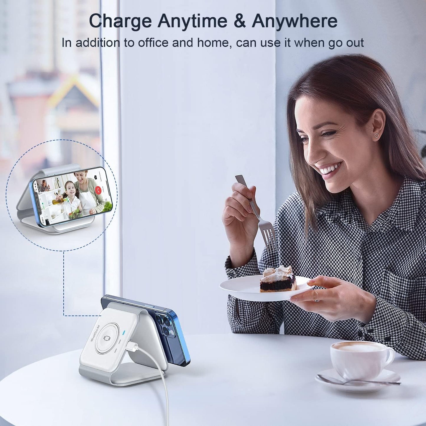 Wireless Charger 3 in 1,RTOPS Magnetic GaN Traval Wireless Charging Station Compatible with Apple Magsafe Multiple Devices for iphone17/16/15/14/13/Pro/Max,iWatch,AirPods4/3/2/Pro(Adapter Includes)