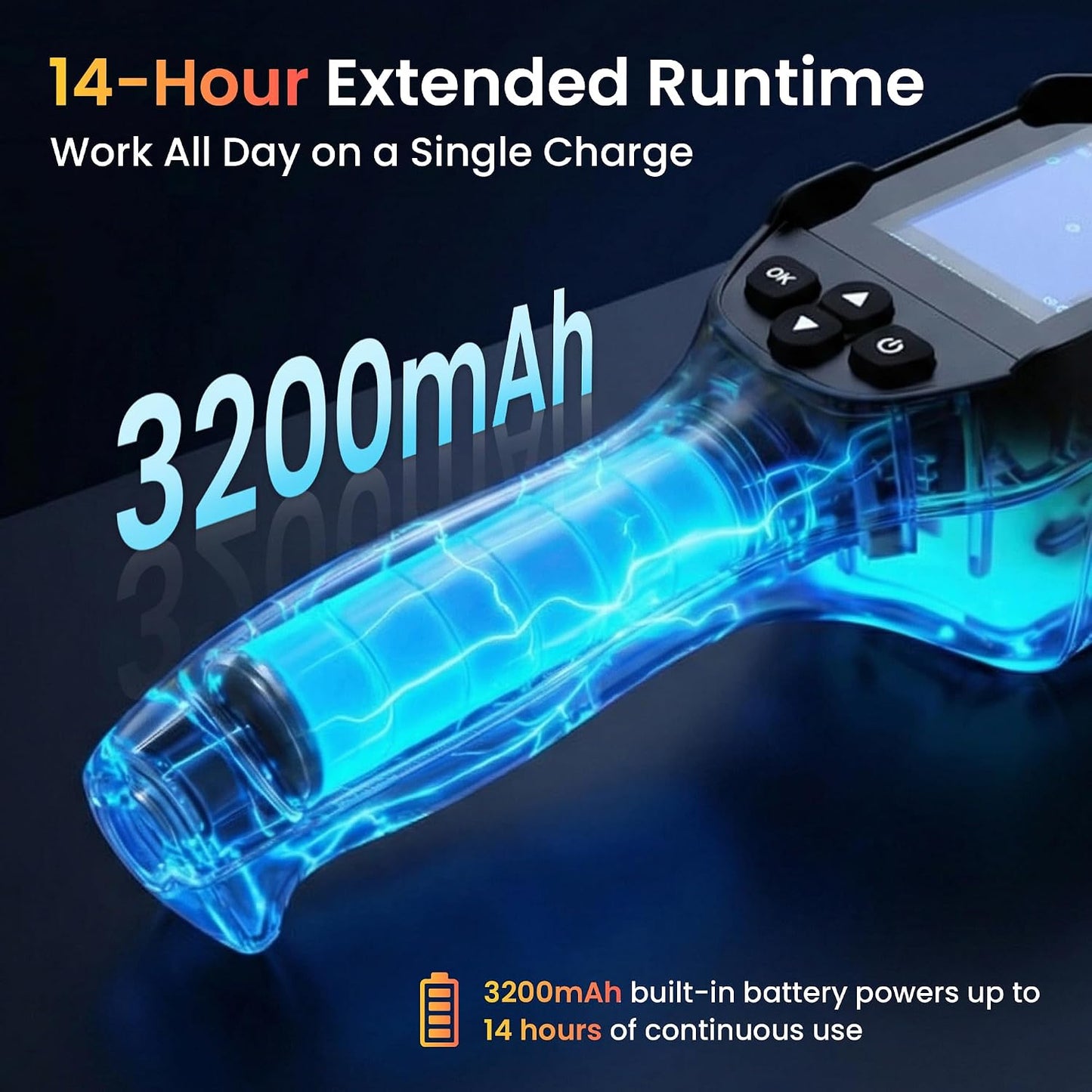 240x240 Thermal Camera 25Hz Handheld for Leak Detection HVAC | 14hr battery, 50°FOV, 2.8" LCD, for home inspection, electrical, plumbing, roofing, automotive diagnostics