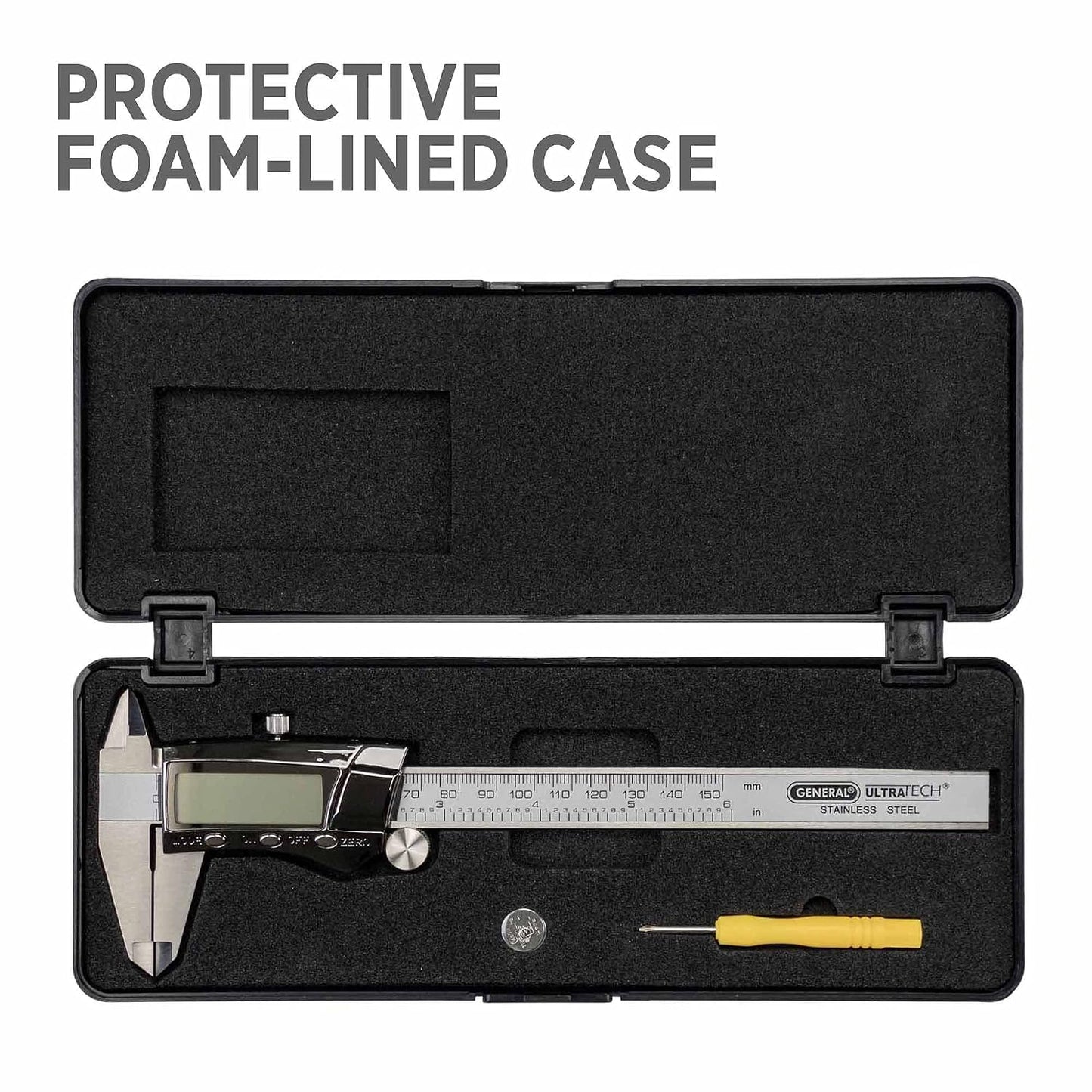 General Tools Digital Caliper #147-6" Precision Measuring Tool - Stainless Steel Ruler