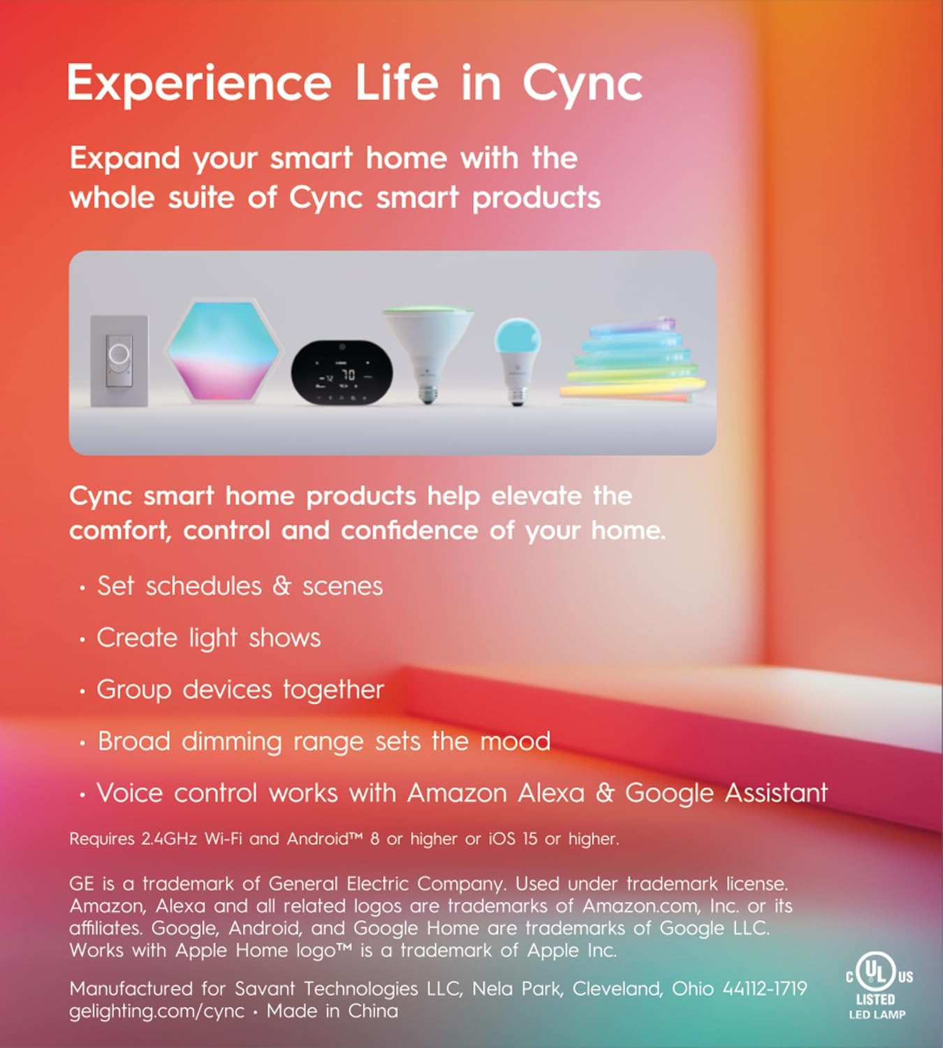 Cync GE Smart LED Light Bulb, ST19 Edison Style | Color Changing WiFi Light, 60W Equivalent, Compatible with Alexa and Google Home, Full Color, Works With Matter, 2 Pack