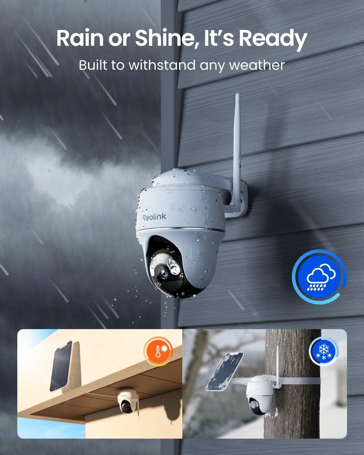 REOLINK Solar Security Cameras Wireless Outdoor 360° Coverage Argus PT | 5MP Color Night Vision, 2.4/5GHz Dual-Band WiFi, Smart People/Car/Pet Detection, Works with Home Hub, No Subscriptions
