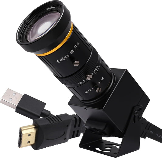 SVPRO 4K Streaming Webcam with 5-50mm Zoom Lens, USB & HDMI Dual Ouput,10X Optical Zoom Manual Focus Camera H.264 Computer Vision Industrial Security Camera for PC/Monitor/TV/Projector