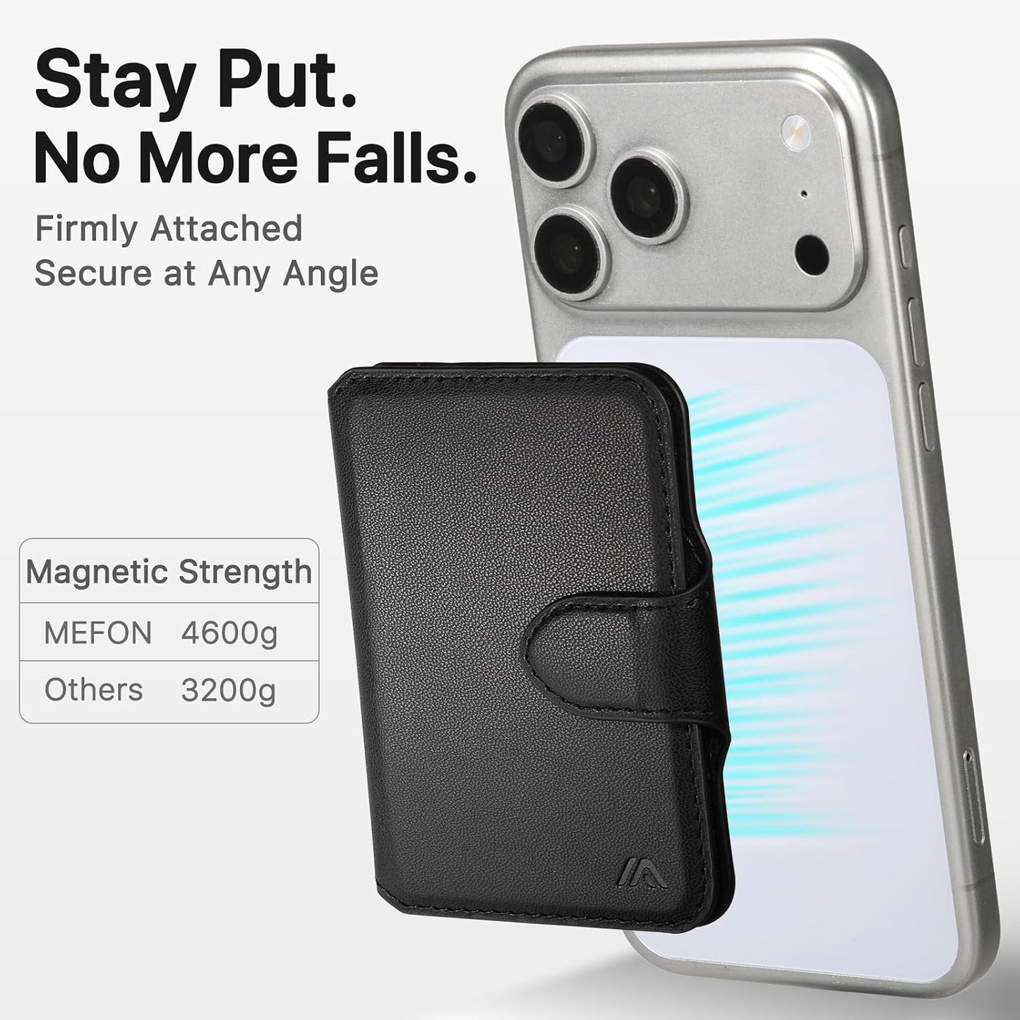 for MagSafe Wallet, Magnetic Phone Wallet RFID Blocking, Slim 5-8 Card Holder with Cash Slot & Clear ID Window, Minimalist Mag Safe Wallets for iPhone 17/16/15/14/13/12 Series, Midnight Black