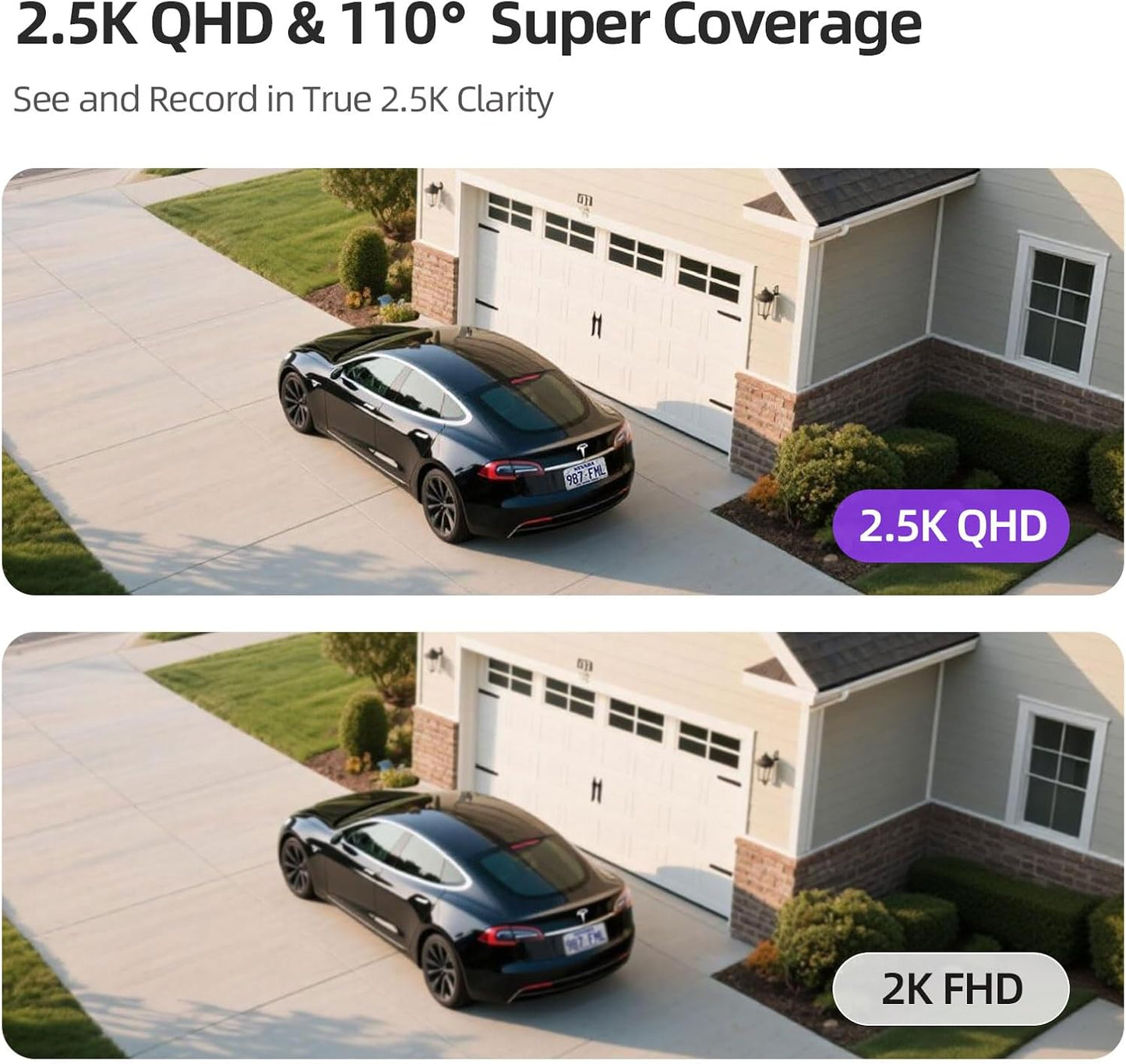 2.5K Wireless Home Security Cameras, Outdoor WiFi Non-Subscription AI Person Detection, 4MP Color Night Vision, Full Duplex 2-Way Audio, IP66 Waterproof Battery Powered, U.S. AWS Cloud
