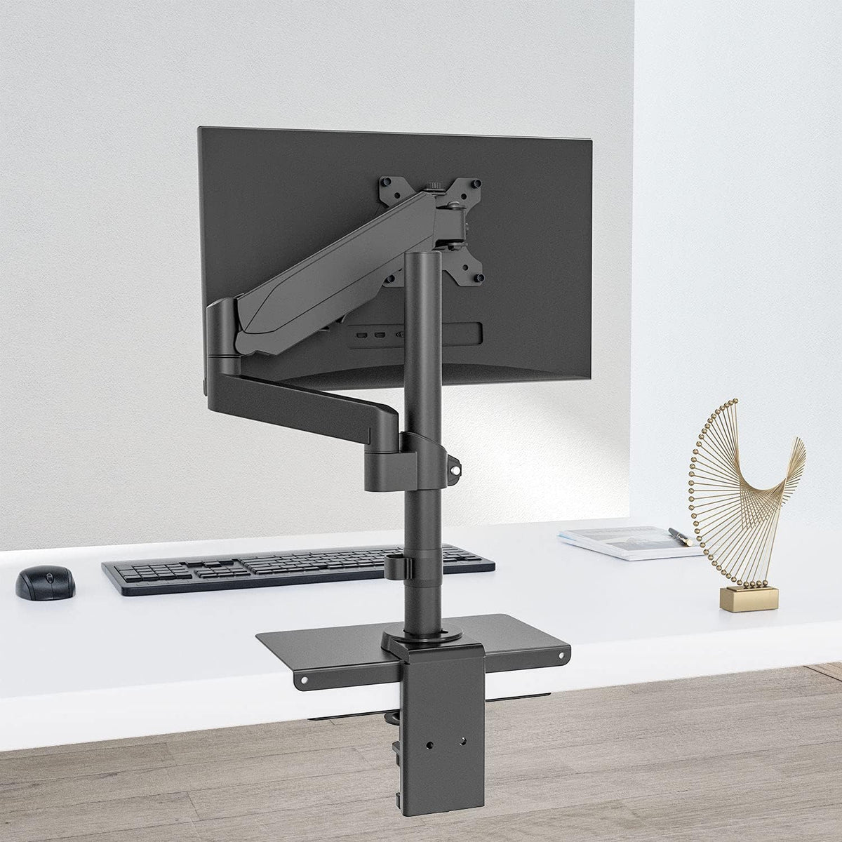 WALI Monitor Mount Reinforcement Plate for Thin, Glass, and Other Fragile Table Tops, with Most Monitor Bracket Grommet C Clamp Installation (CGRP-B), Black