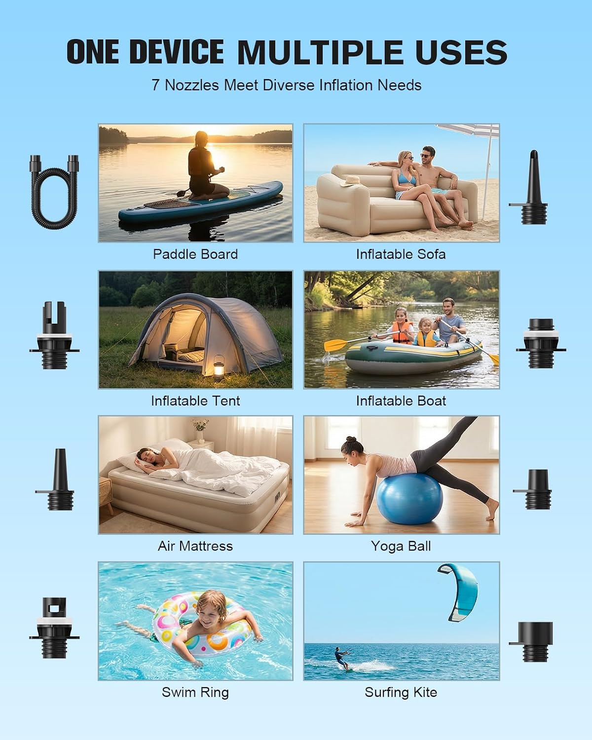 S8 Electric Paddle Board Pump, 22 PSI Cordless Rechargeable SUP Pump, 4X Faster Dual-Stage Inflation & Deflation, Portable Air Pump with LED Light & Auto-Off for SUP, Kayak, Surfing Kite, Boat