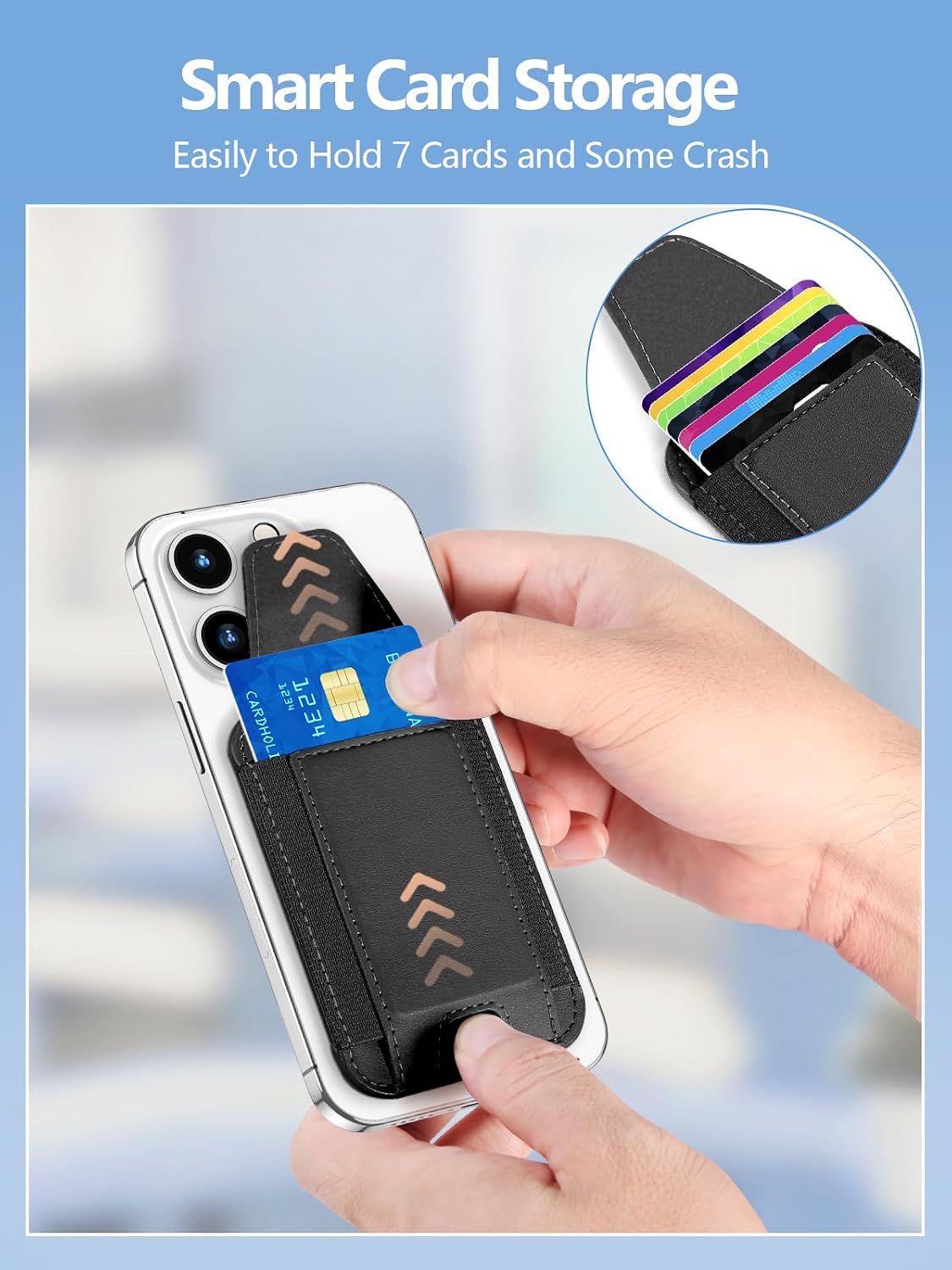 Miroddi for MagSafe Wallet with Privacy Flap, Strongest Magnetic Wallet | 7 Cards Holder, RFID Blocking, Leather Magnetic Phone Wallet for iPhone 17/16/15/14/13/12 Series and Pixel 10, Black & Black