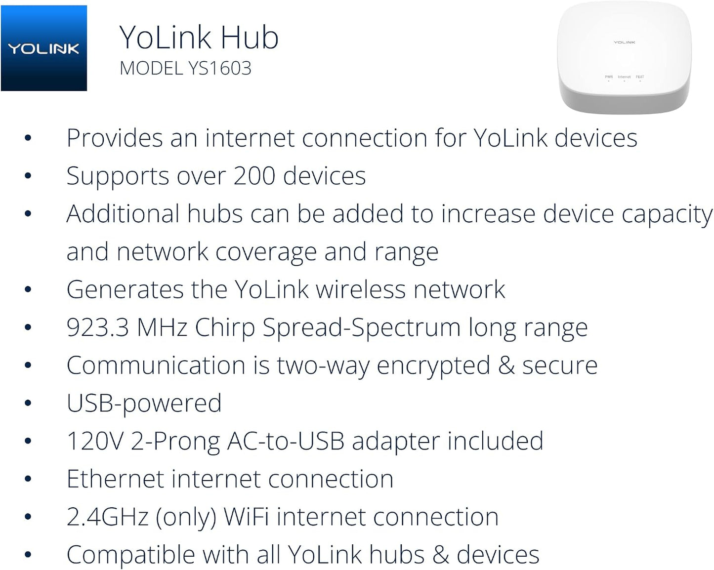YoLink Smart Home Starter Kit: Hub & 2-Pack Water Leak Sensor 1, LoRa Up to 1/4 Mile Open-Air Range, SMS/Text, Email & Push Notifications, w/Alexa, IFTTT, Home Assistant