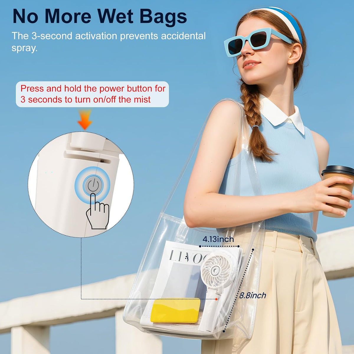 HandFan Upgraded Portable Handheld Misting Fan, Personal Mister Fan Rechargeable, Spray Water Mist Fans, Foldable Mini Cooling Hand Fans for Beach, Travel, Outdoors, Makeup, Disney(Beige)